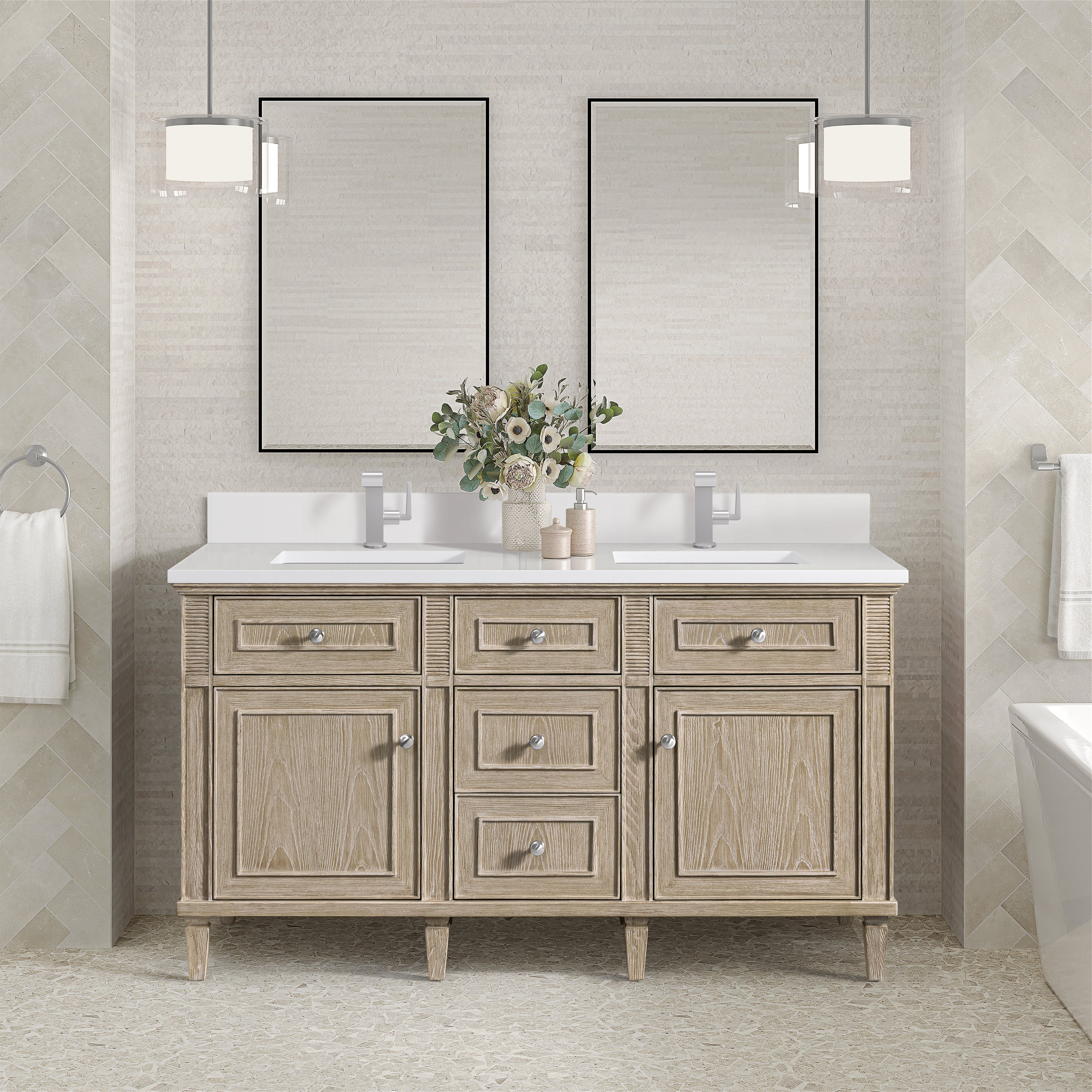 whitewashed oak vanity