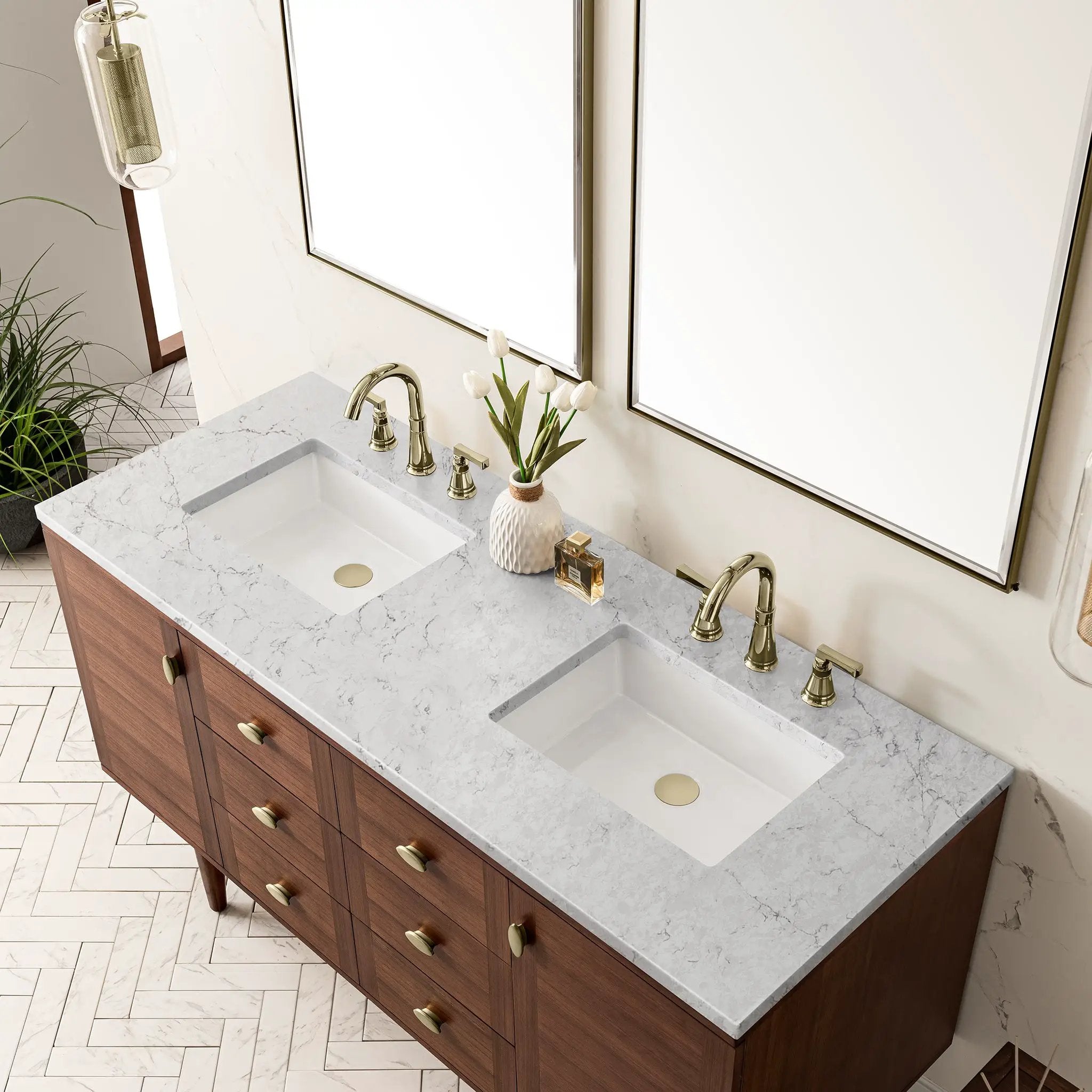 mid-century walnut vanity