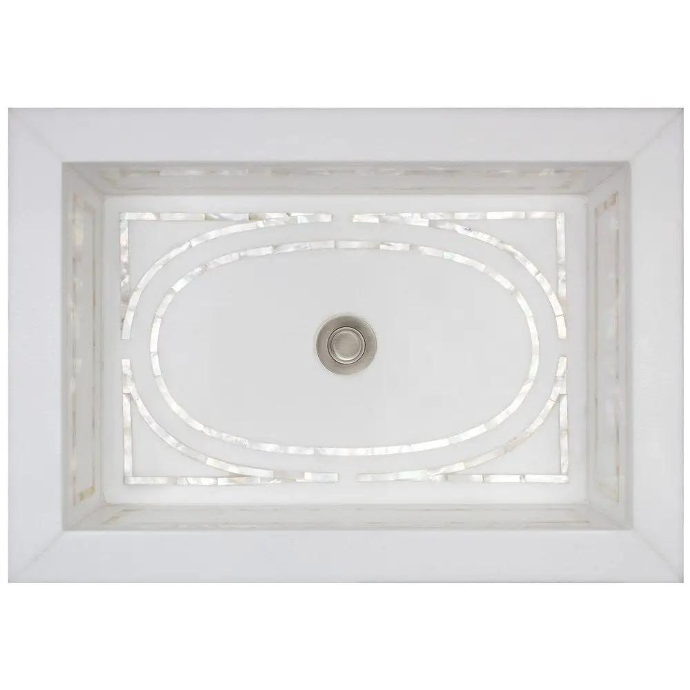 Linkasink Graphic Mother of Pearl Inlay Drop-In Sink 22" - White Marble by Linkasink
