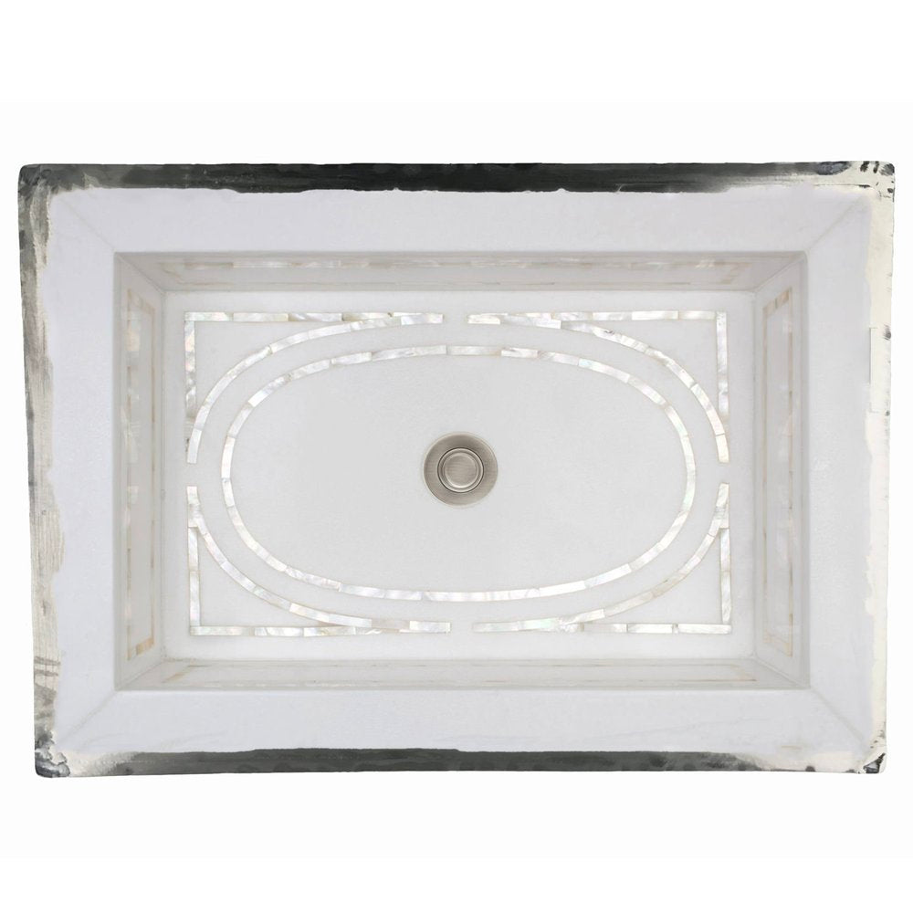 Linkasink Graphic Mother of Pearl Inlay Undermount Sink 20.75" - White Marble by Linkasink