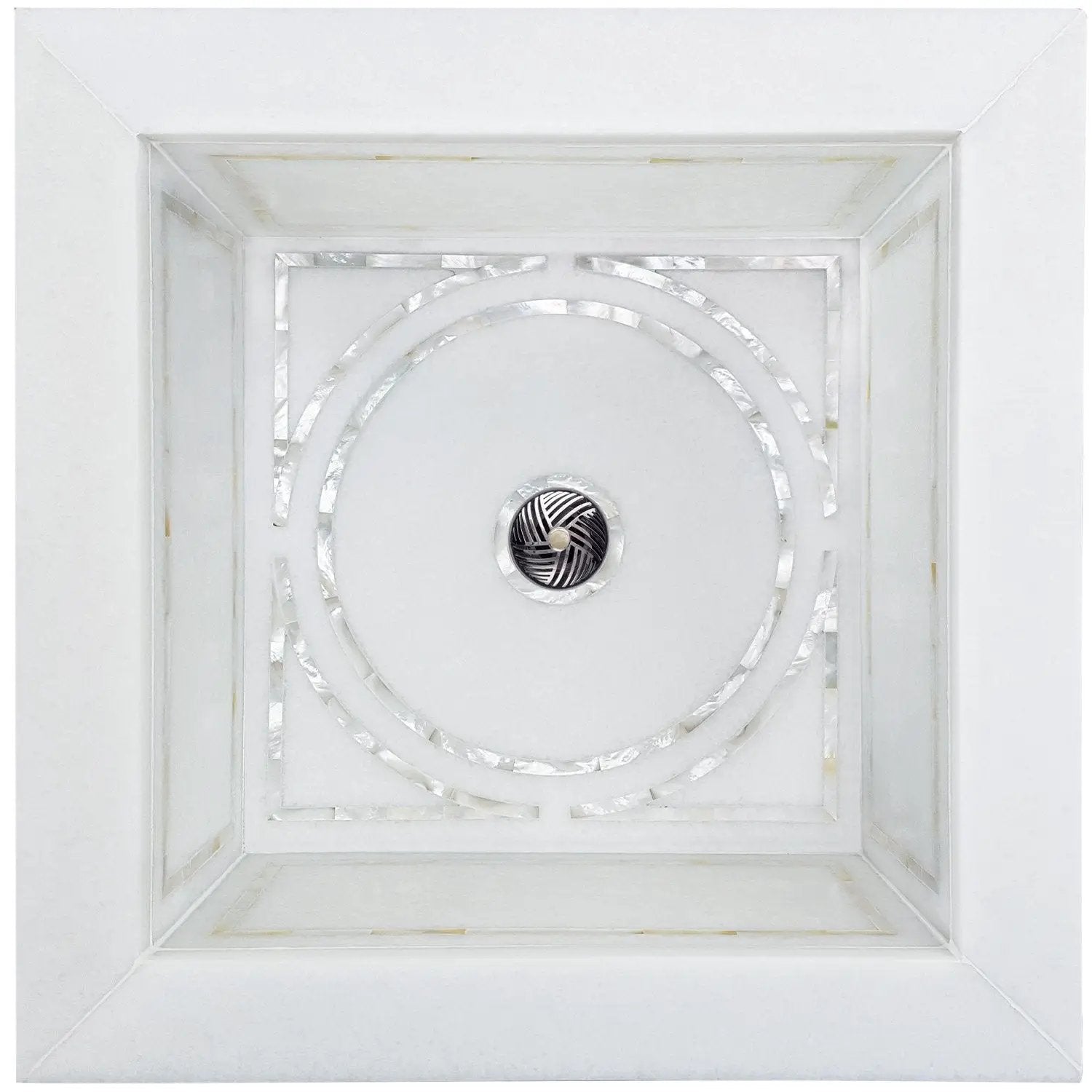 Linkasink Floral Mother of Pearl Inlay Bar Undermount Sink 17.5" - White Marble by Linkasink
