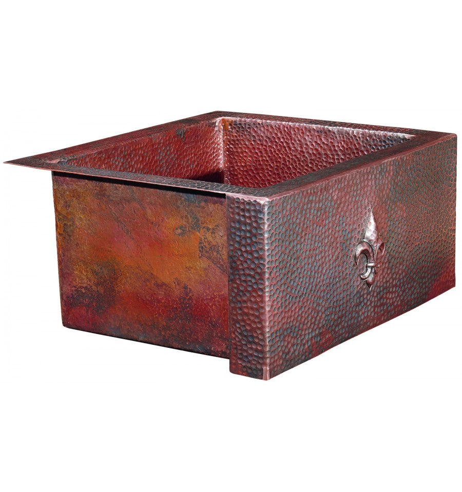 aged copper hammered sink