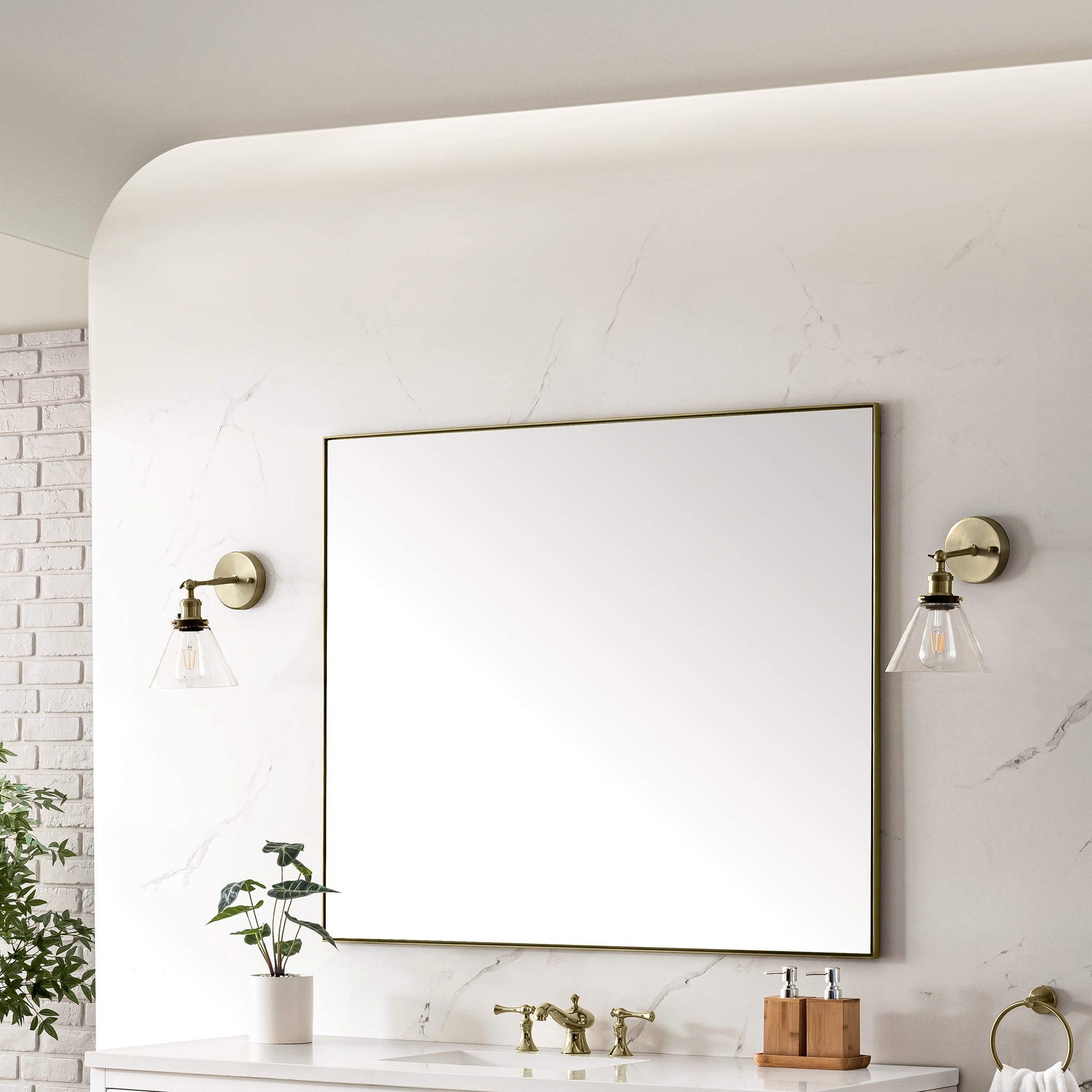 champagne brass mirror