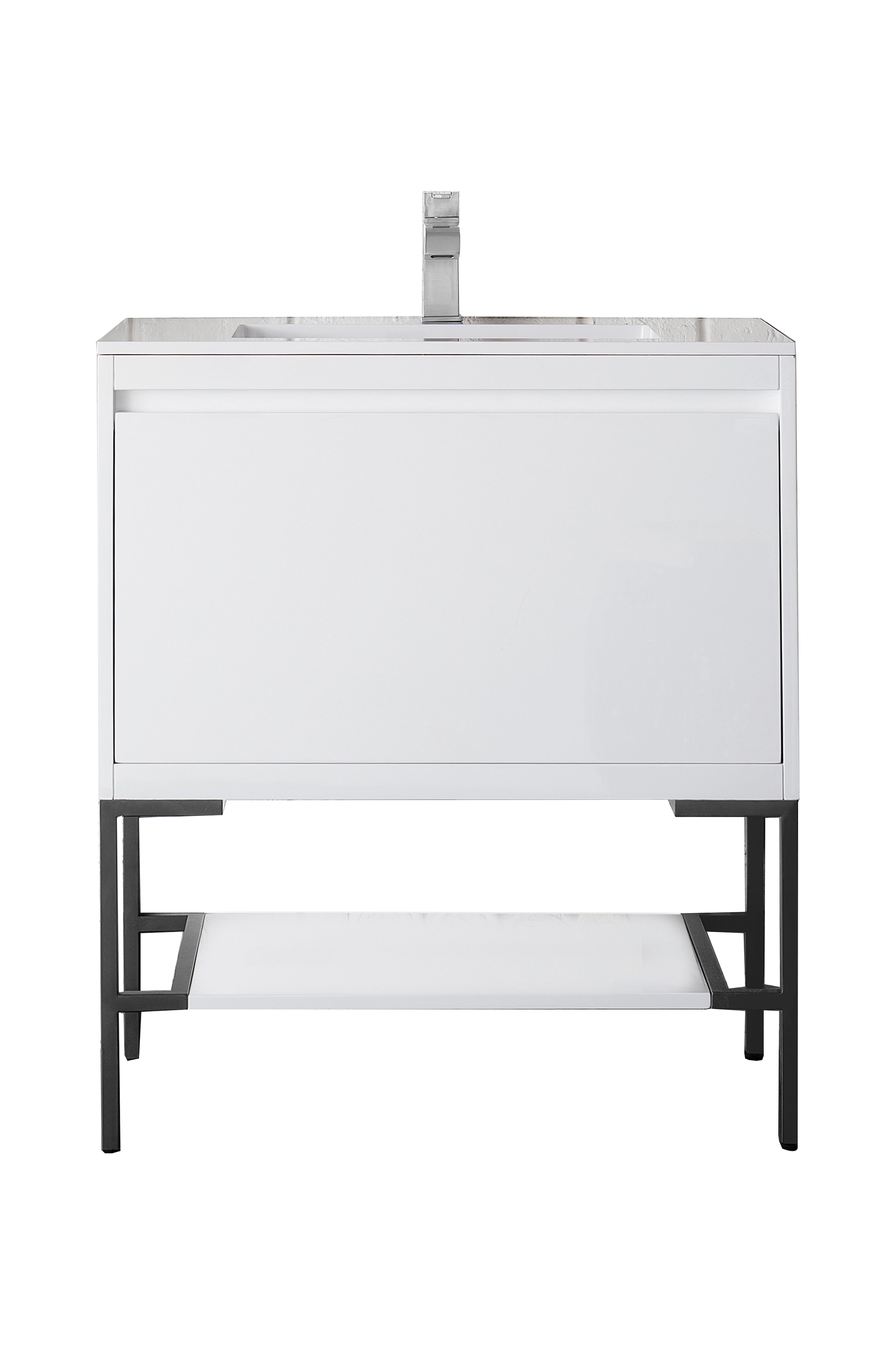 James Martin Vanities Mantova 31.5" Single Vanity - Glossy White - Matte Black Base