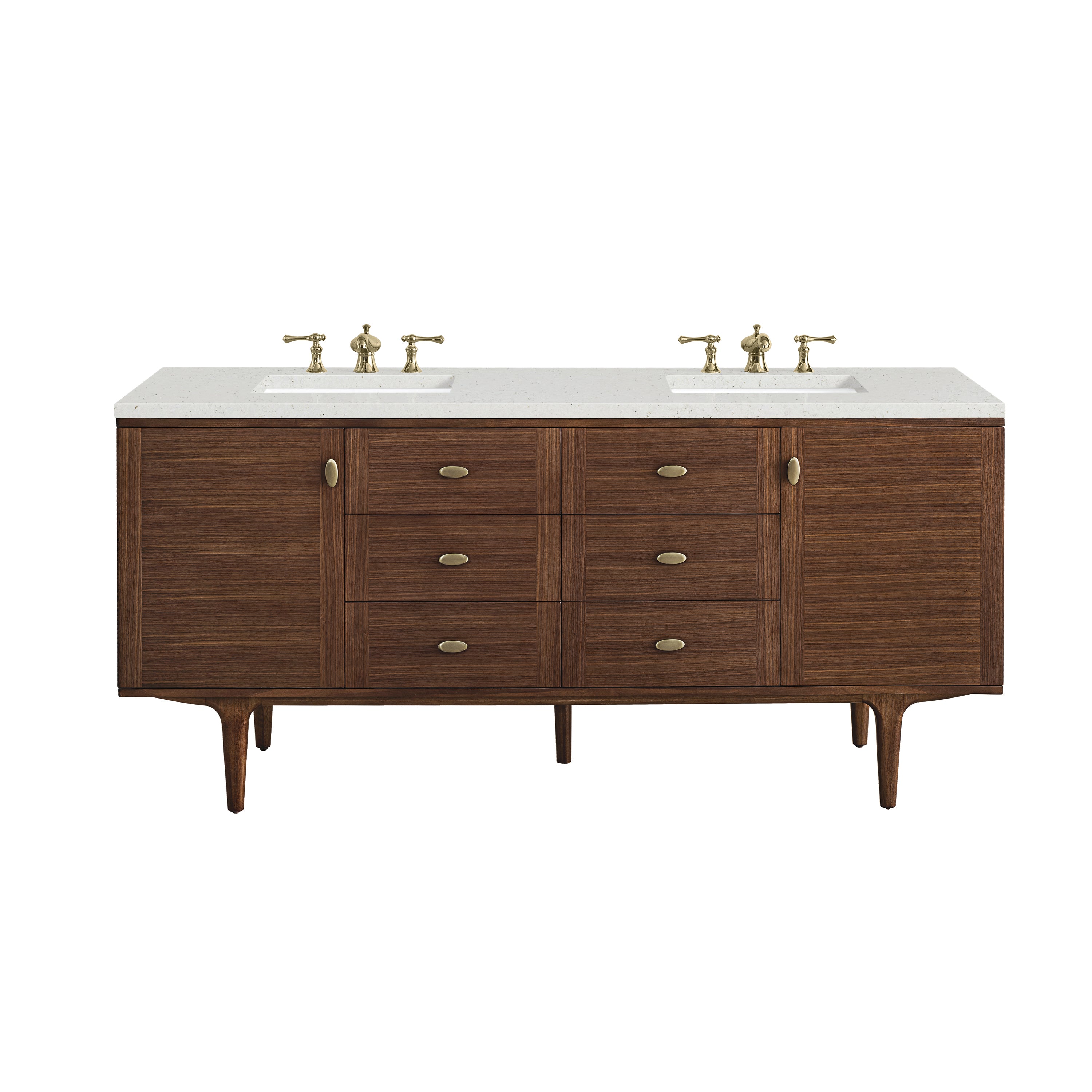 James Martin Vanities Amberly 72" Double Vanity - Mid-Century Walnut