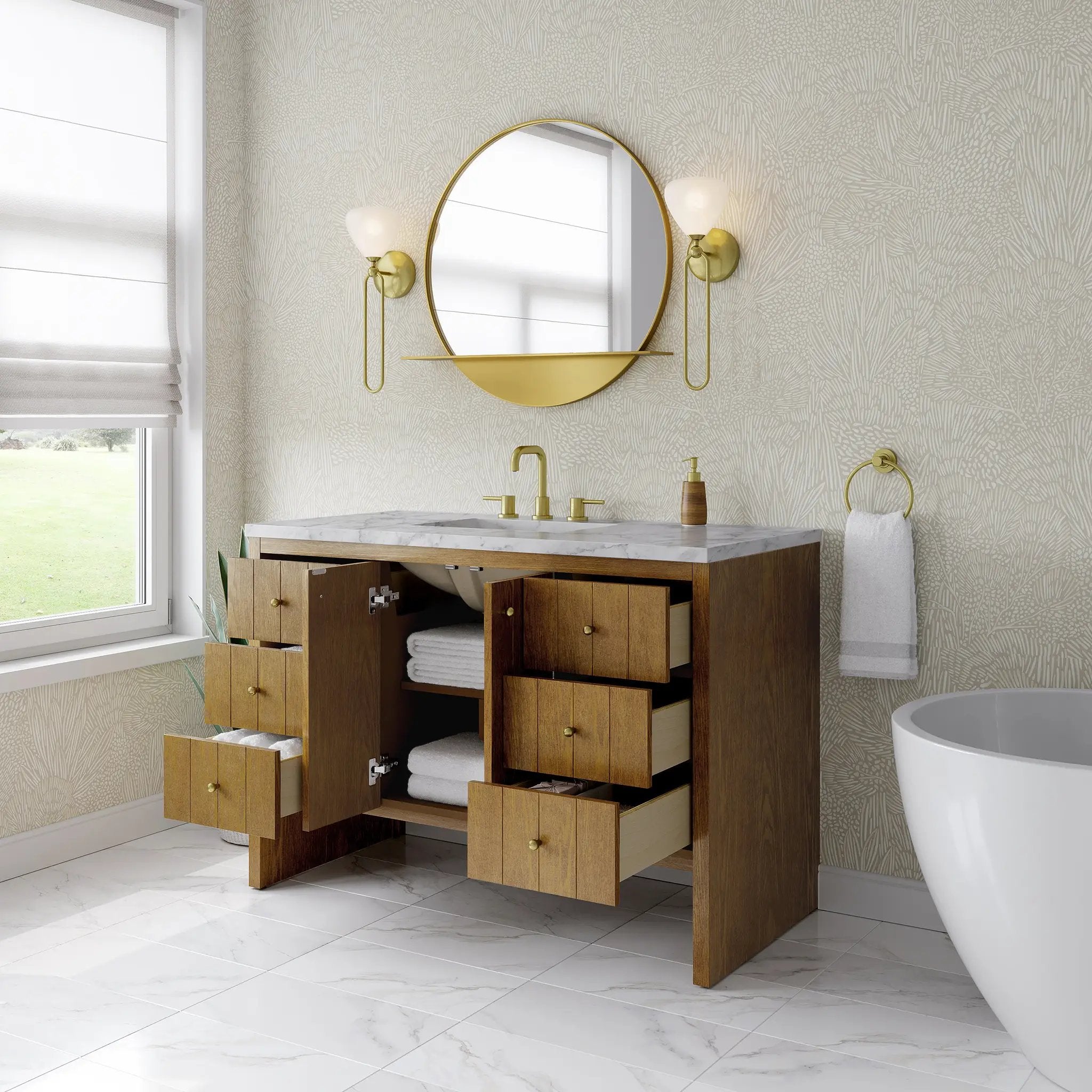 honey oak vanity