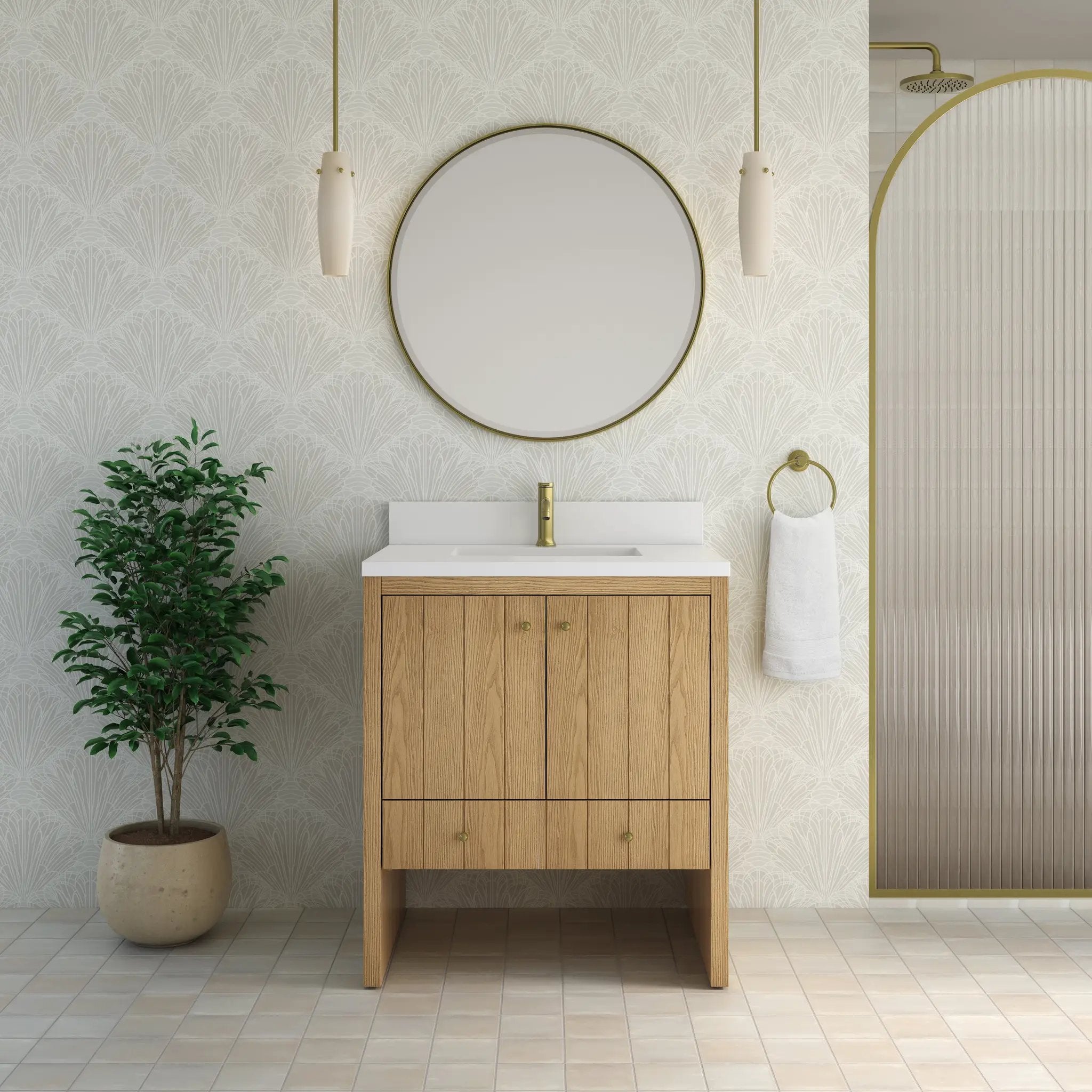 light natural oak vanity