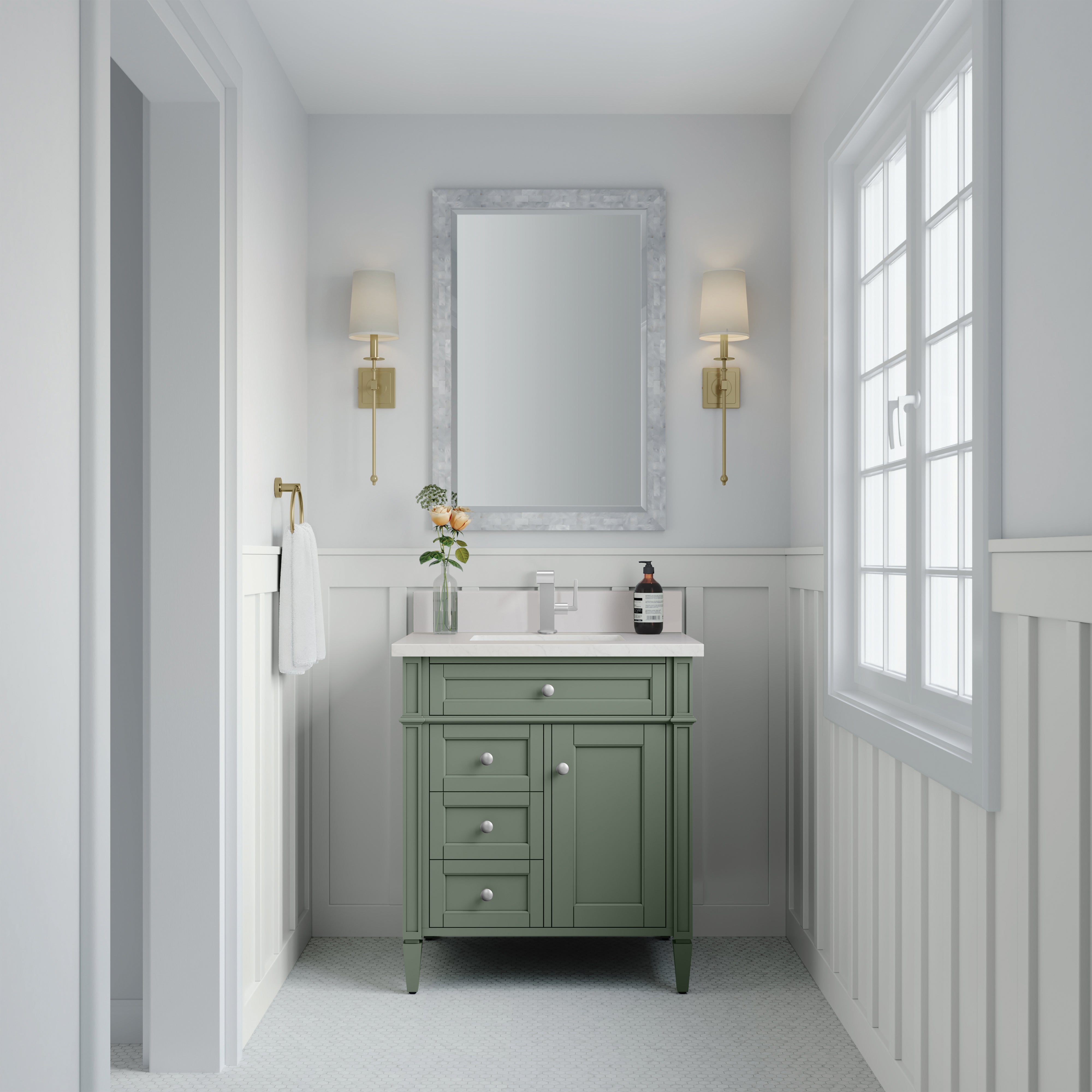 smokey celadon vanity