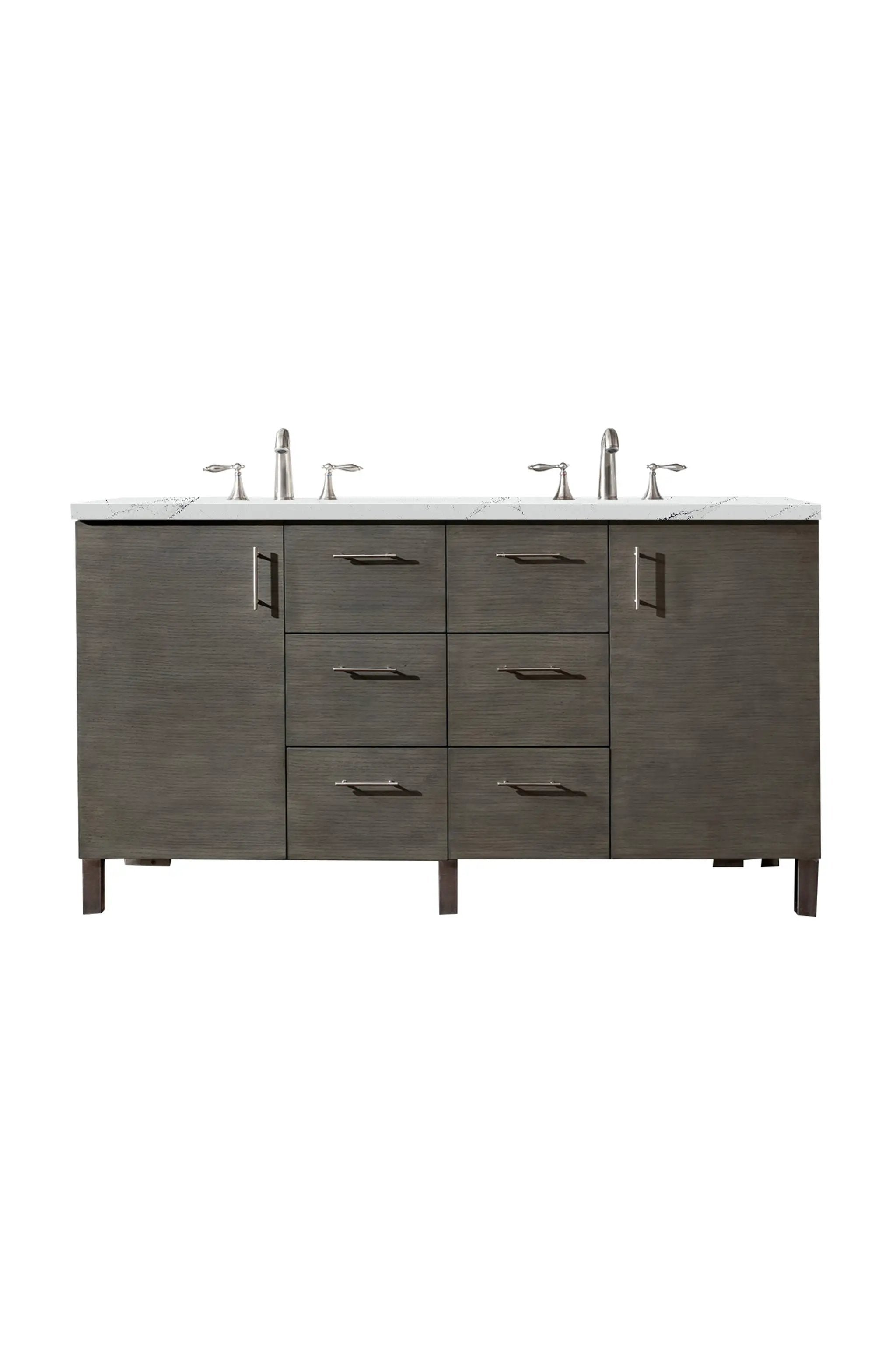 James Martin Metropolitan 60" Double Vanity Set - Silver Oak by James Martin Vanities