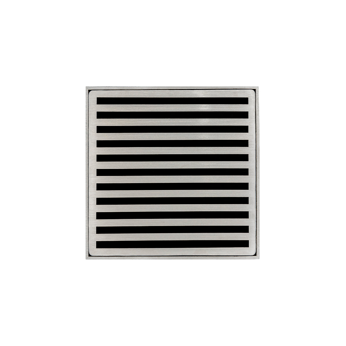 Infinity Drain 5" x 5" ND 5 High Flow Complete Kit with Lines Pattern Decorative Plate with Cast Iron Drain Body, 3" No-Hub Outlet
