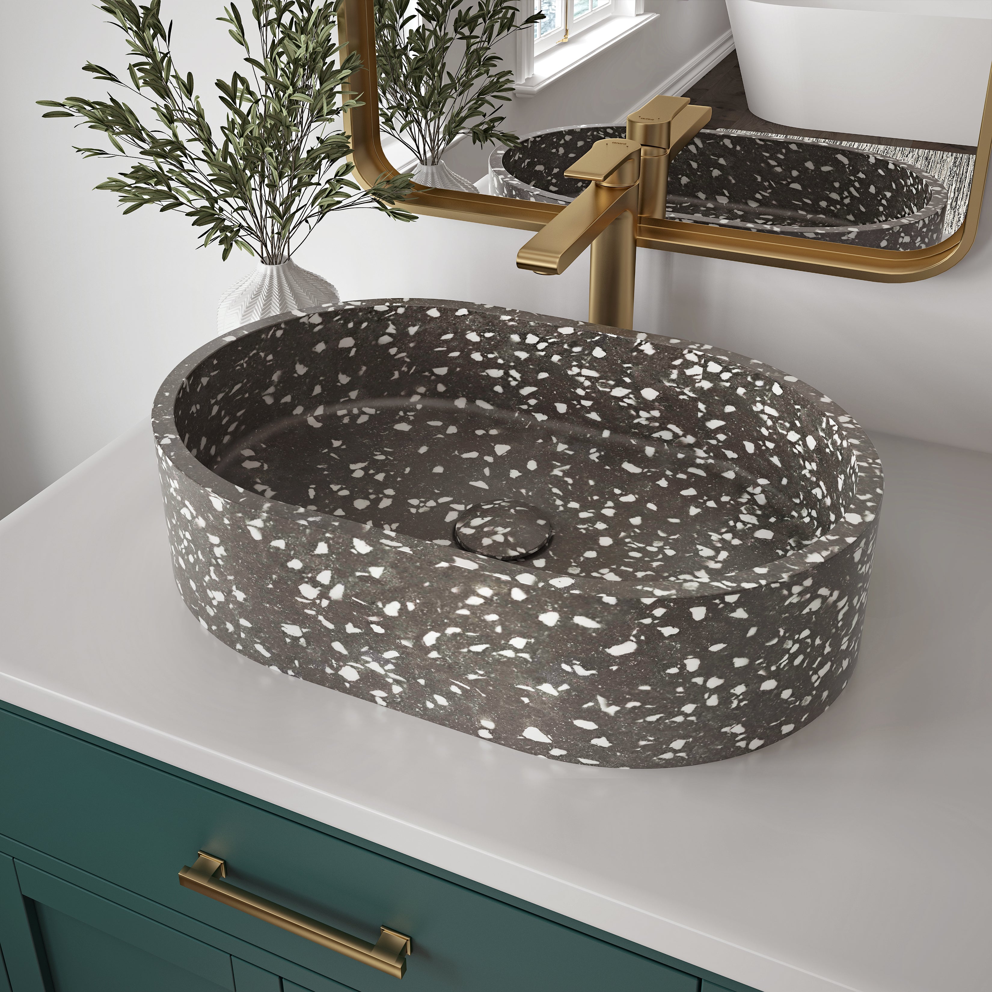 gray terrazzo bathroom sink