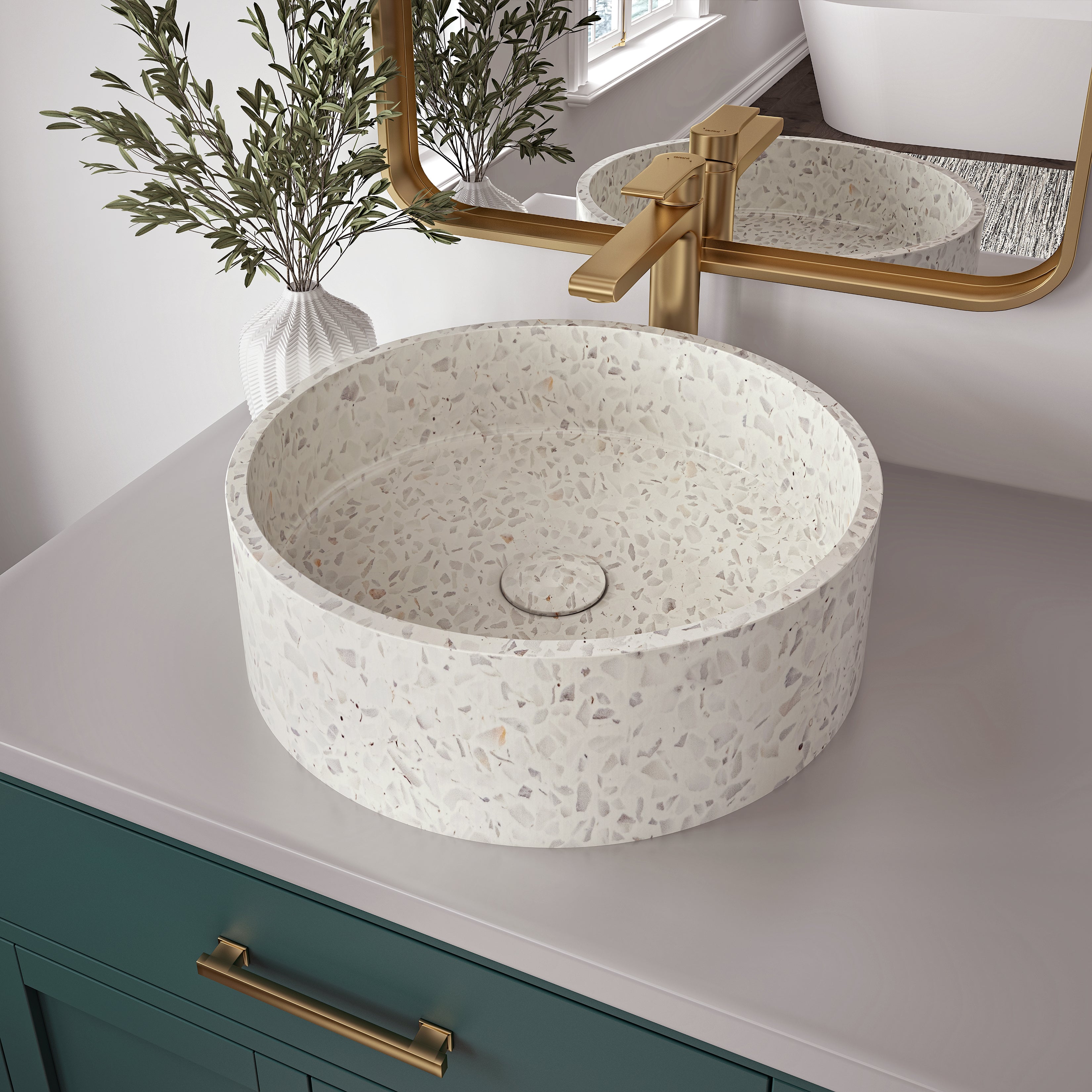 gray terrazzo bathroom sink