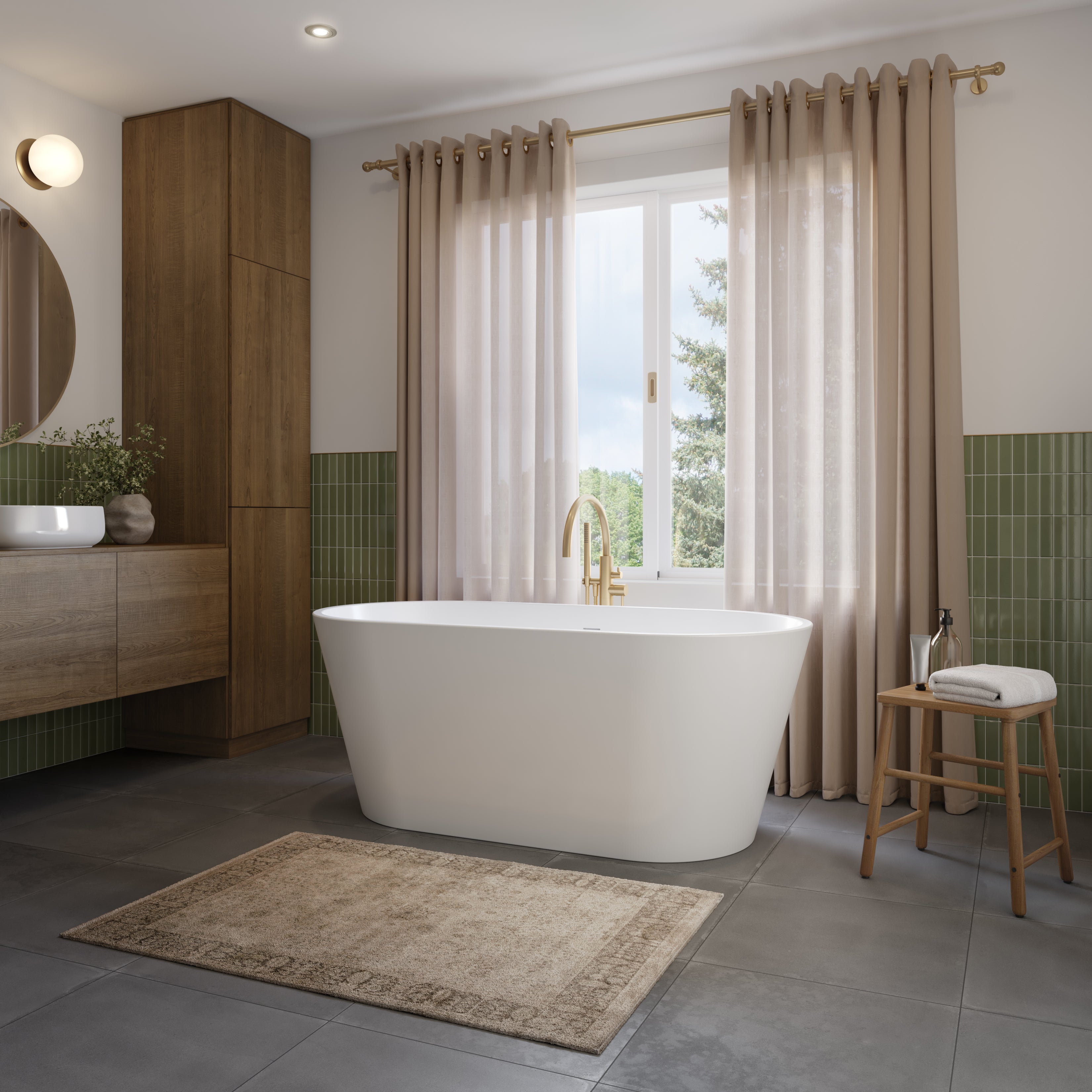 Neptune Riga 6030 AFR Acrylic Freestanding Center Drain Bathtub