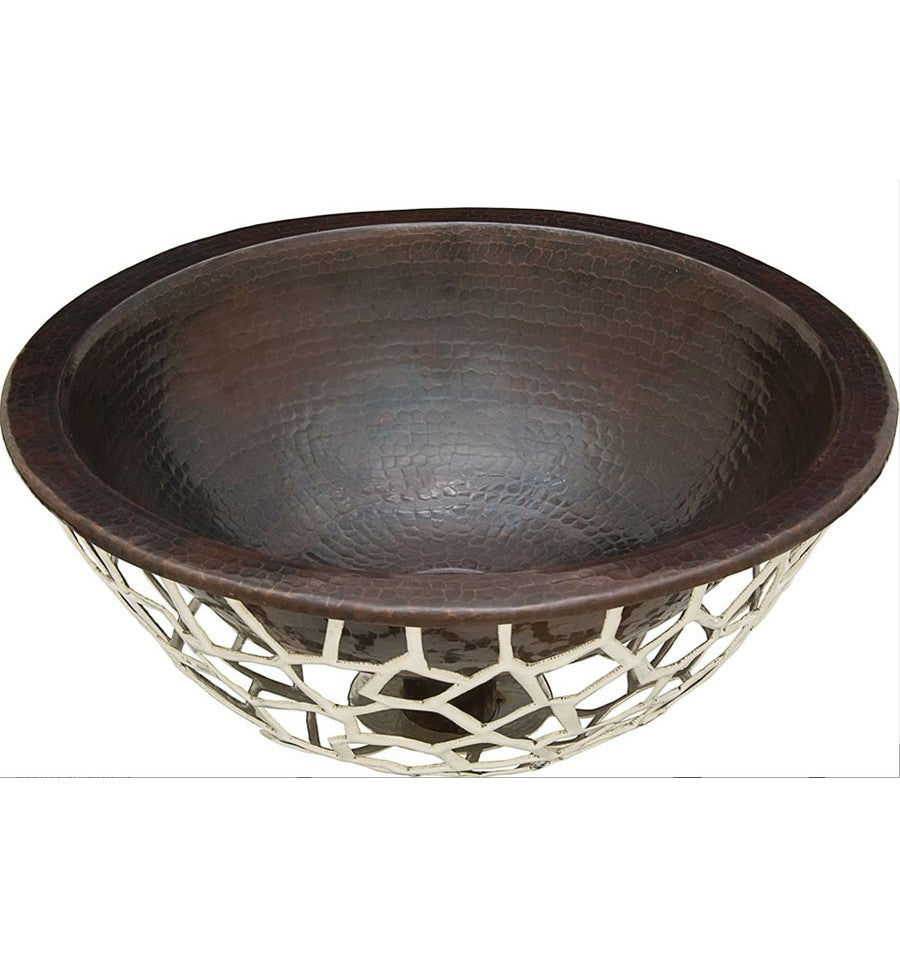 aged copper and nickel hammered sink