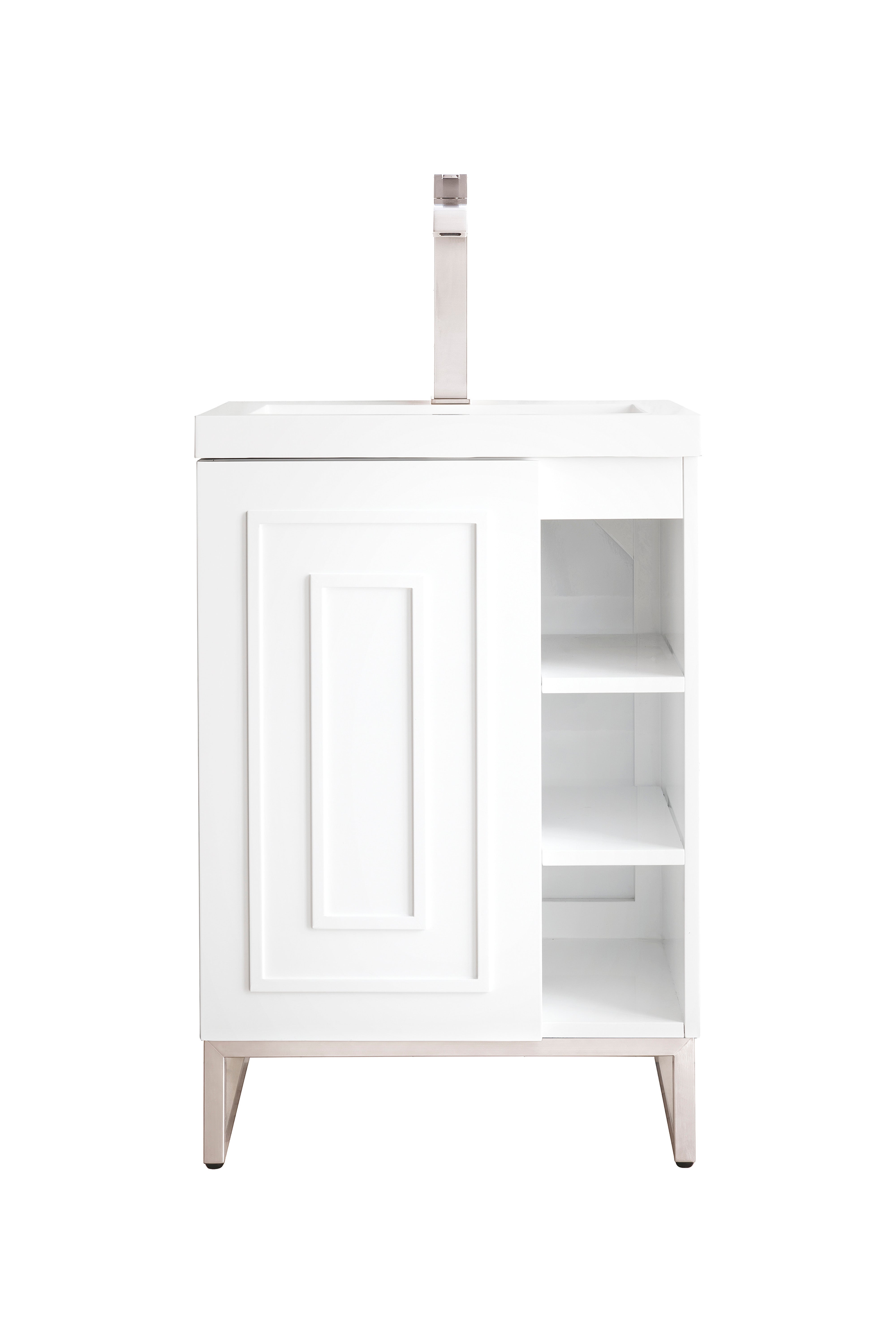 James Martin Vanities Alicante' 24" Single Vanity Cabinet, Glossy White, Brushed Nickel