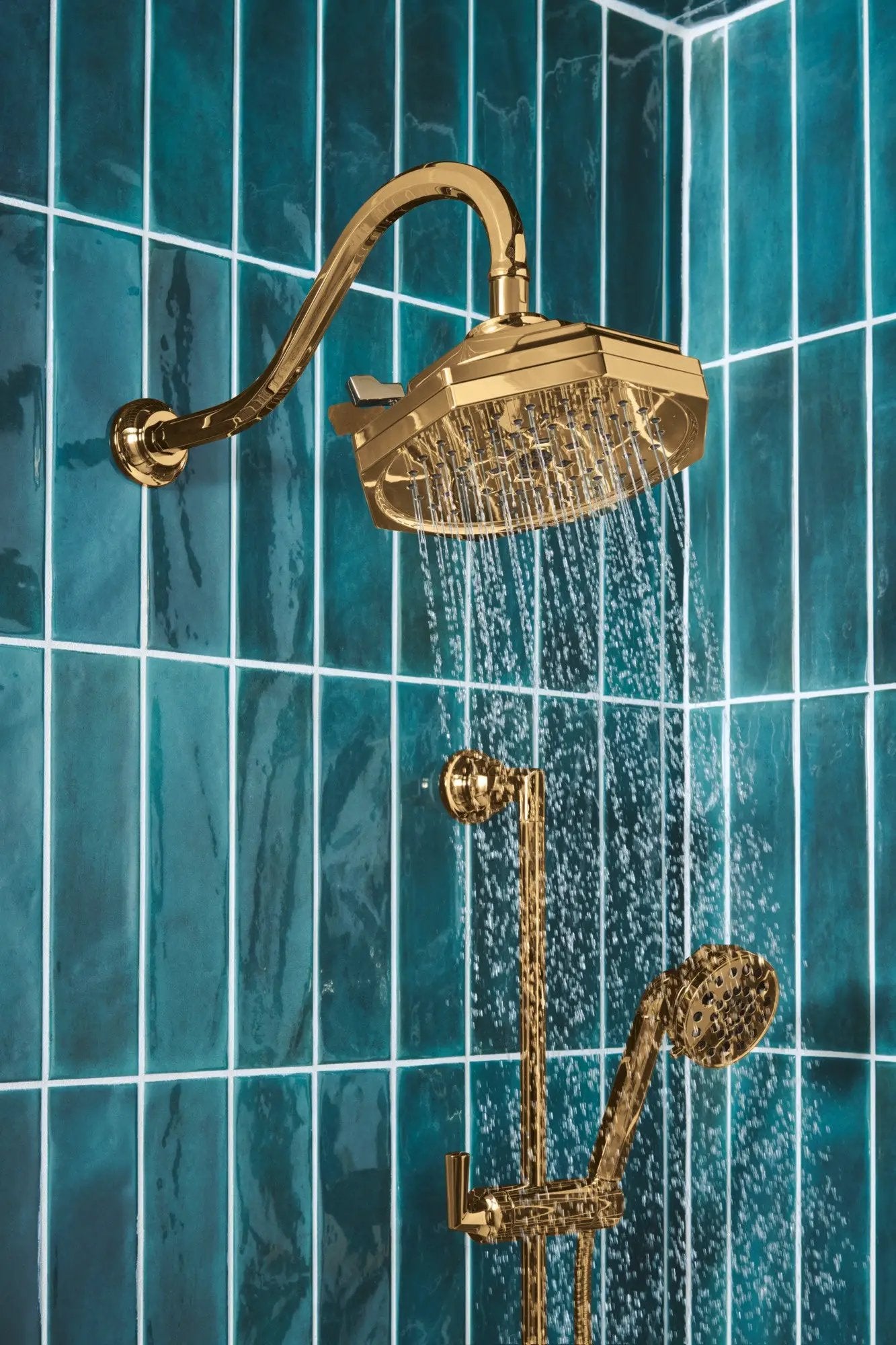 polished gold shower head