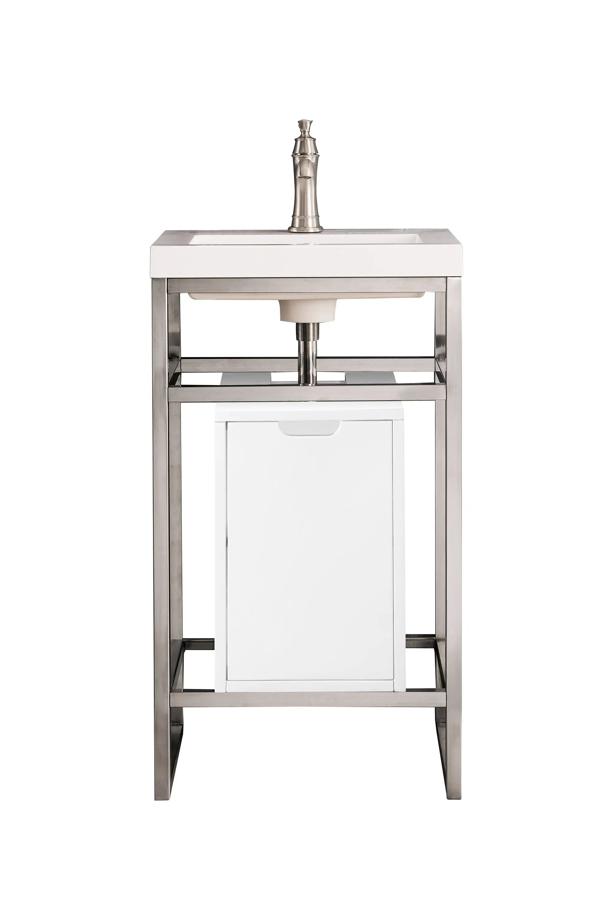 James Martin Boston 20" Single Console Vanity with Glossy White Storage with White Glossy Composite Stone by James Martin Vanities