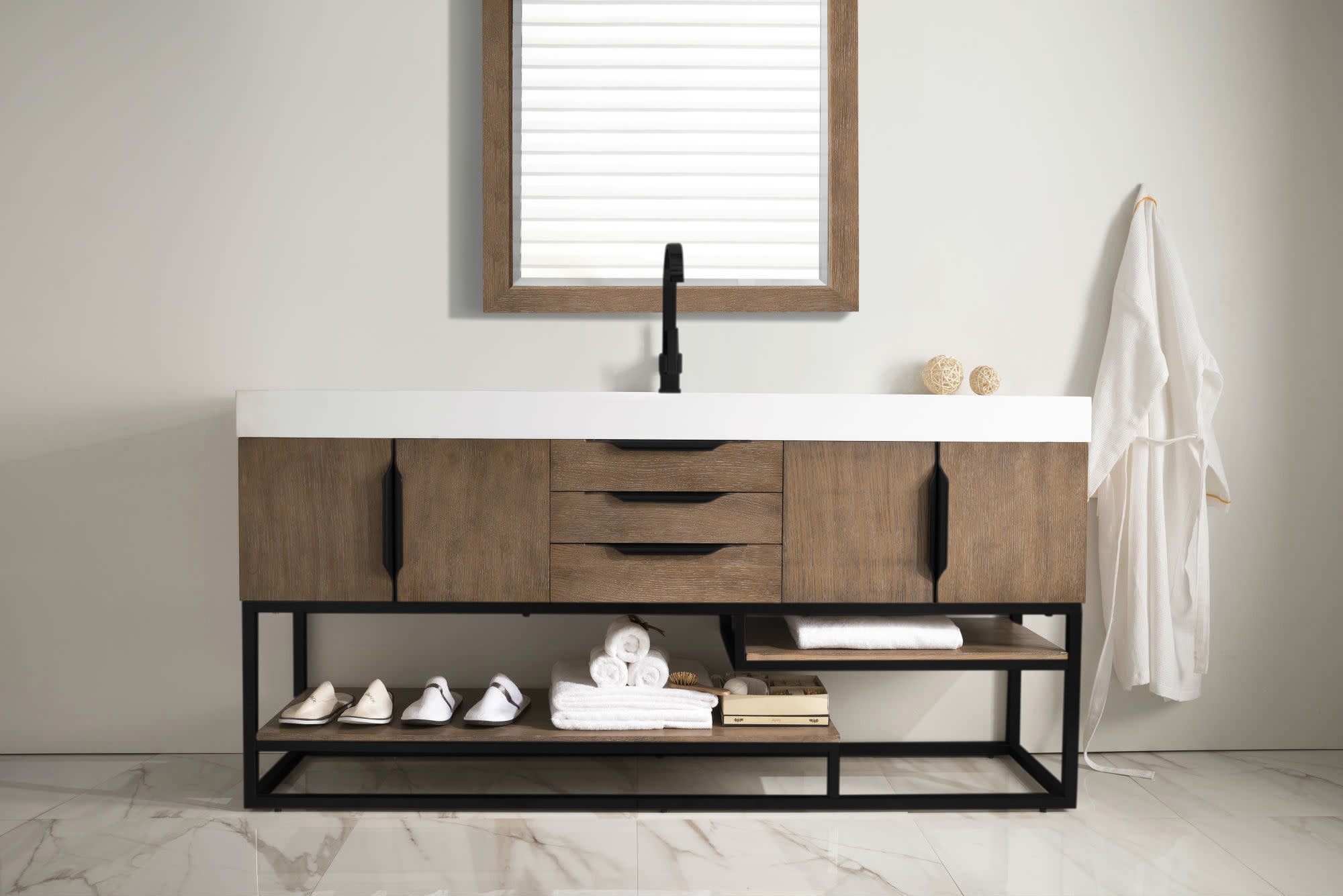 latte oak vanity