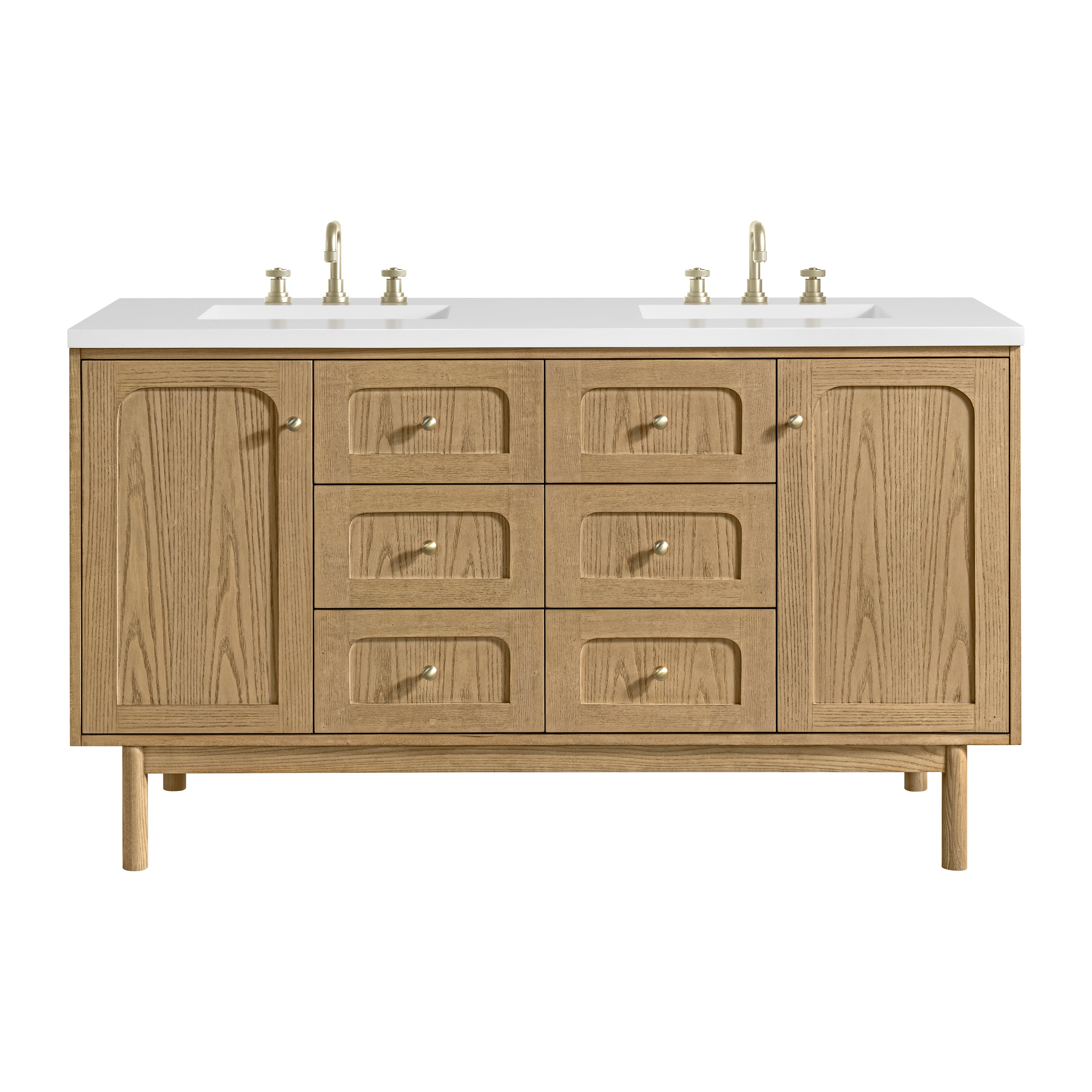James Martin Vanities Laurent 60" Double Vanity - Light Natural Oak