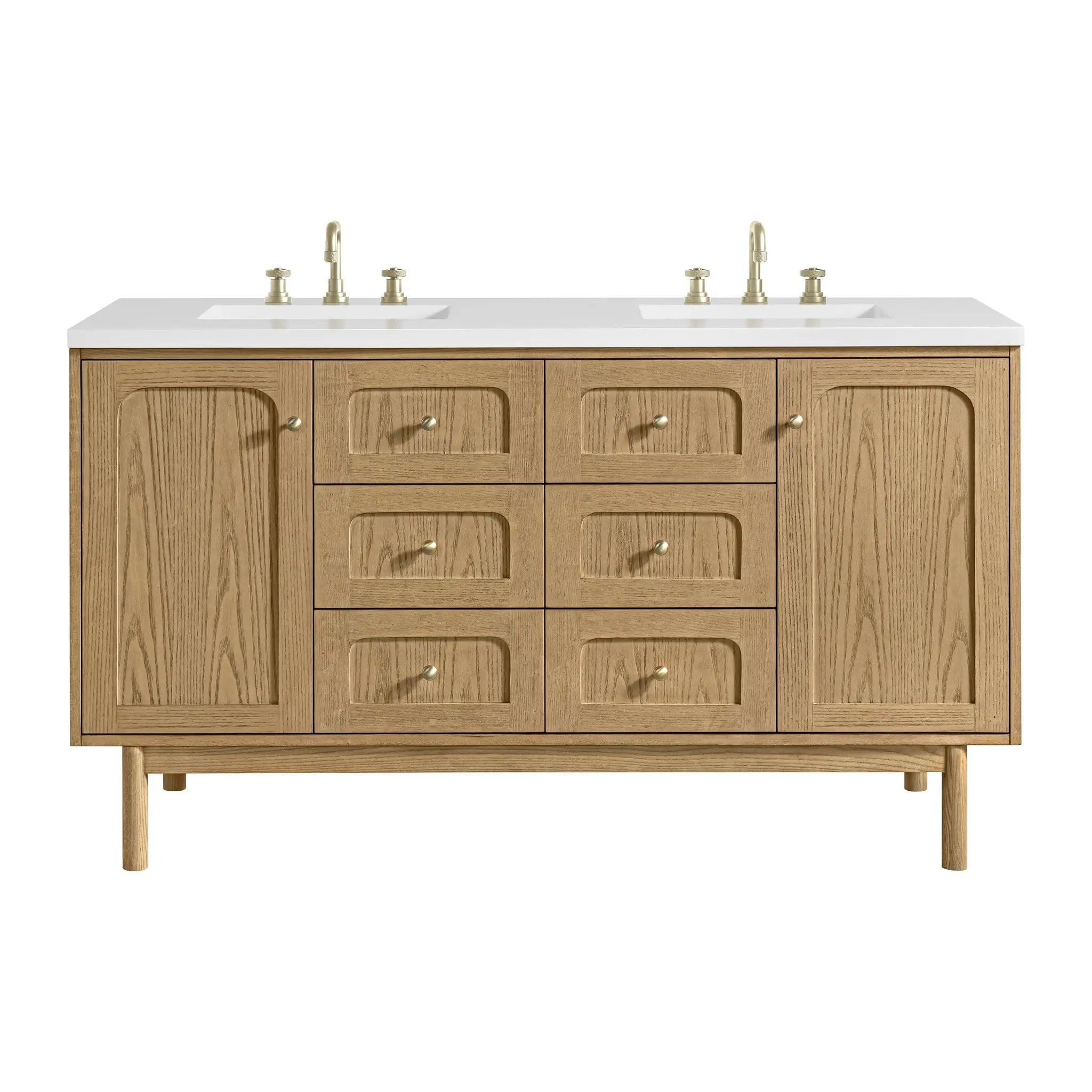 James Martin Laurent 60" Double Vanity Set - Light Natural Oak by James Martin Vanities