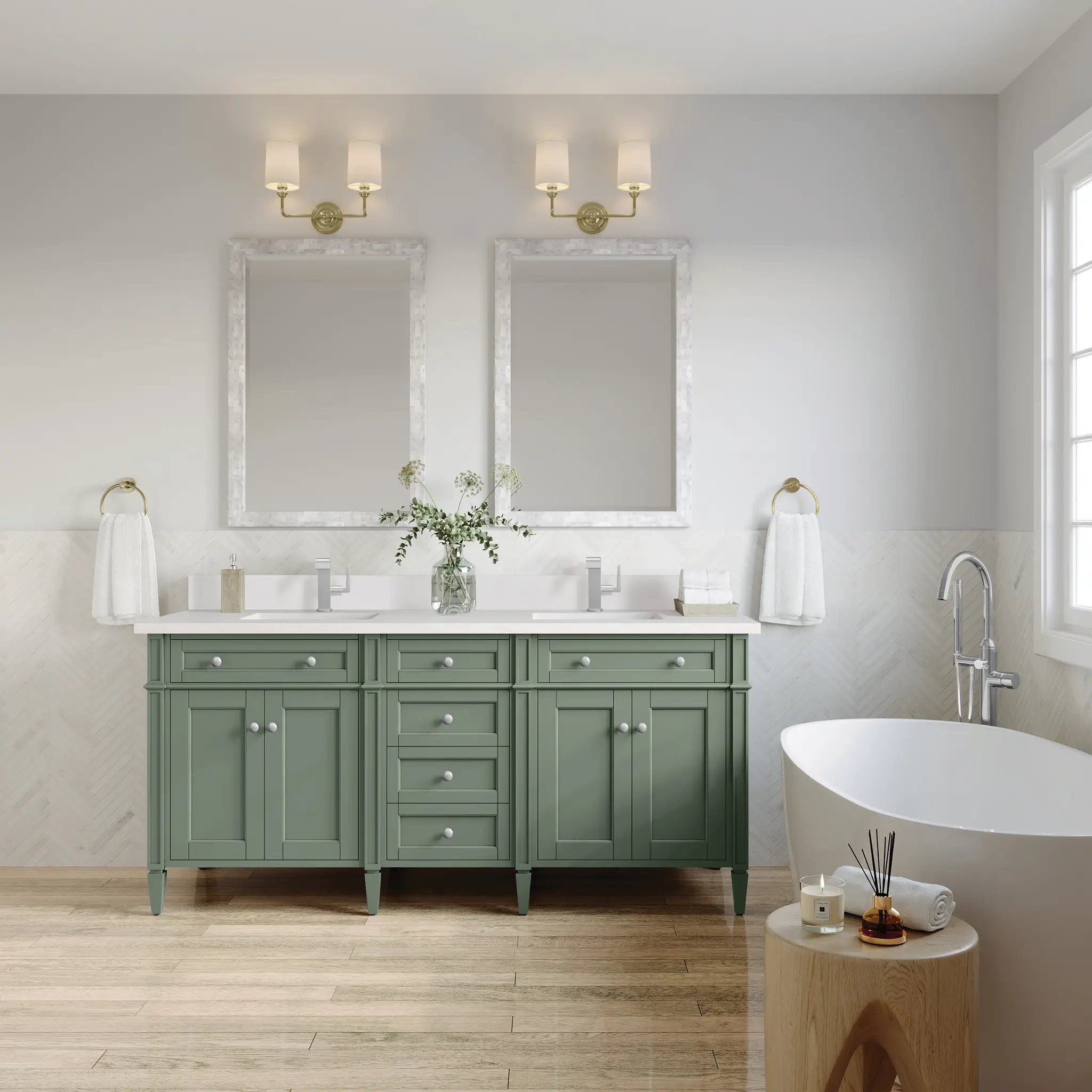 James Martin Brittany 72" Double Vanity Set - Smokey Celadon by James Martin Vanities