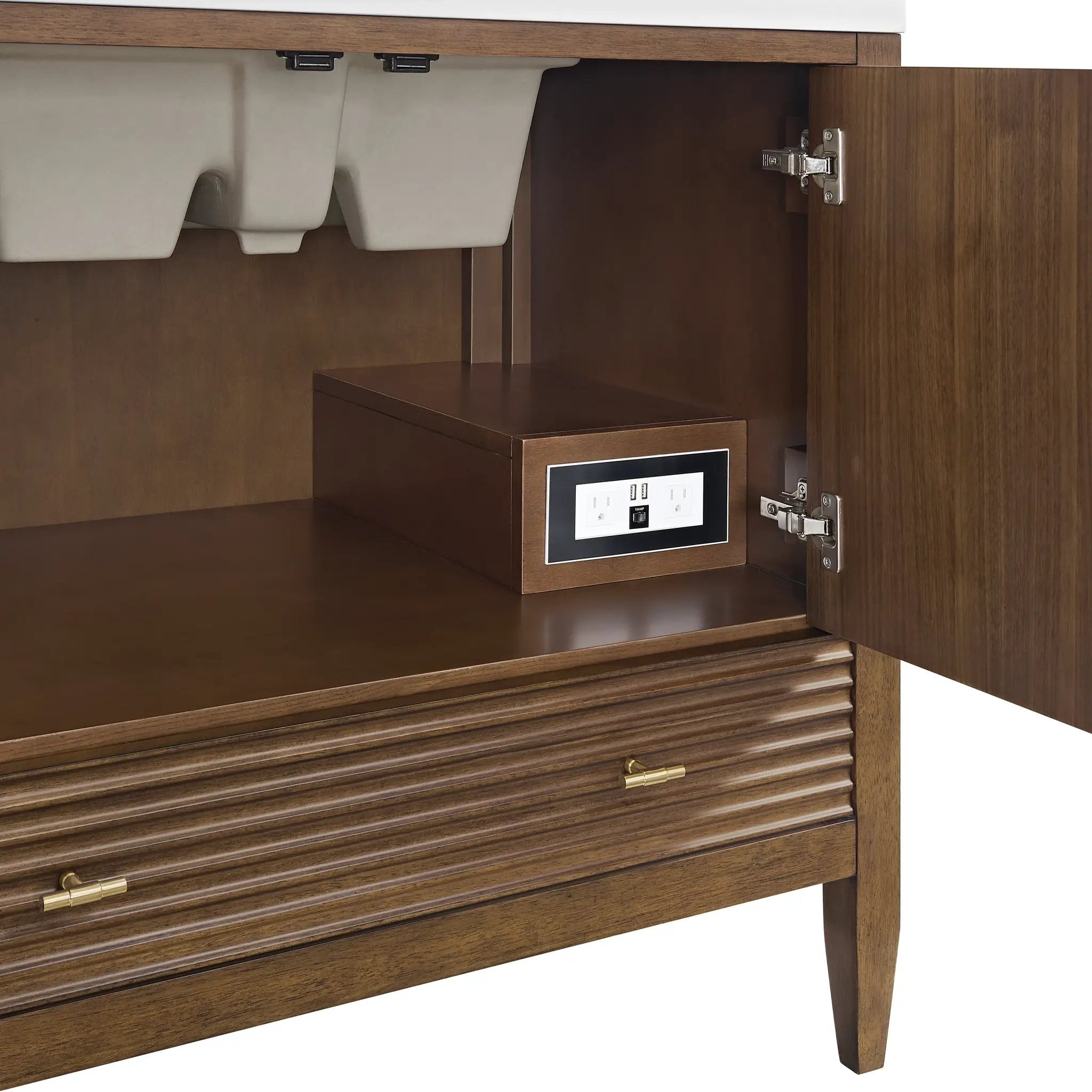 mid-century walnut vanity