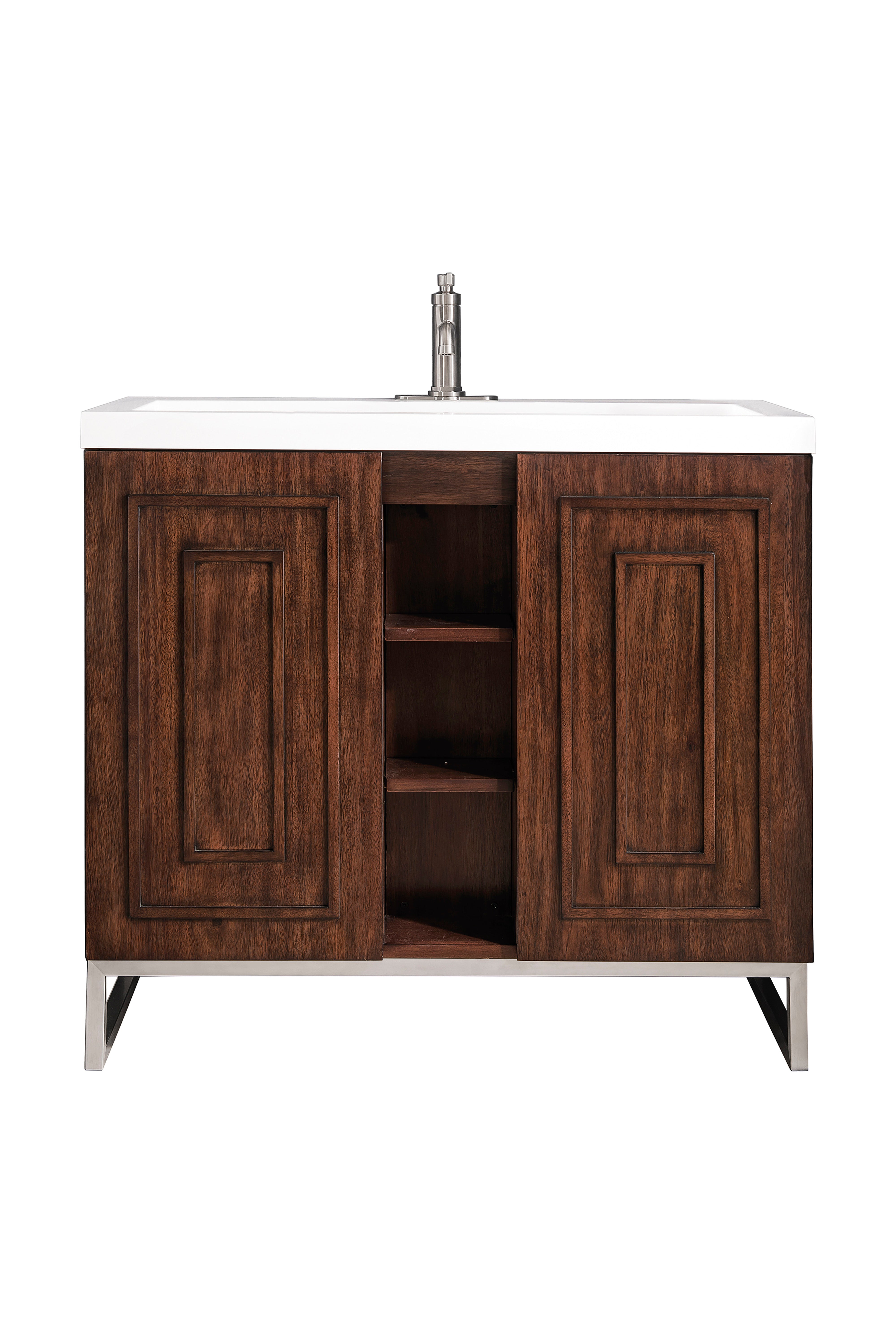 mid-century acacia vanity