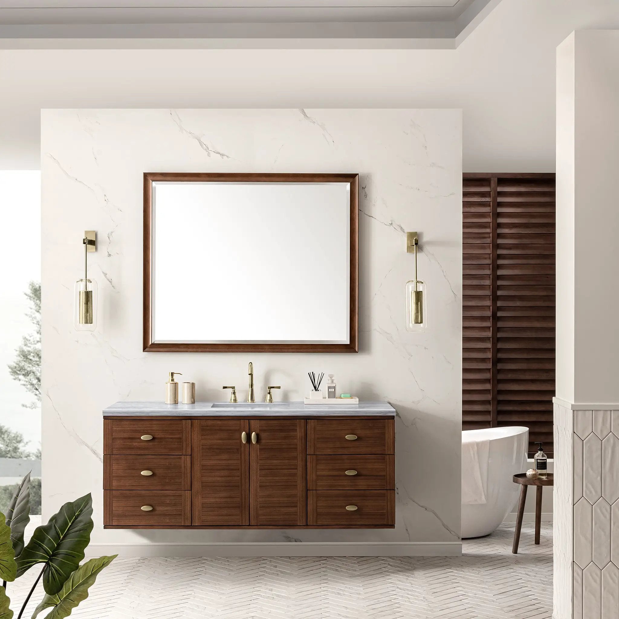 mid-century walnut vanity