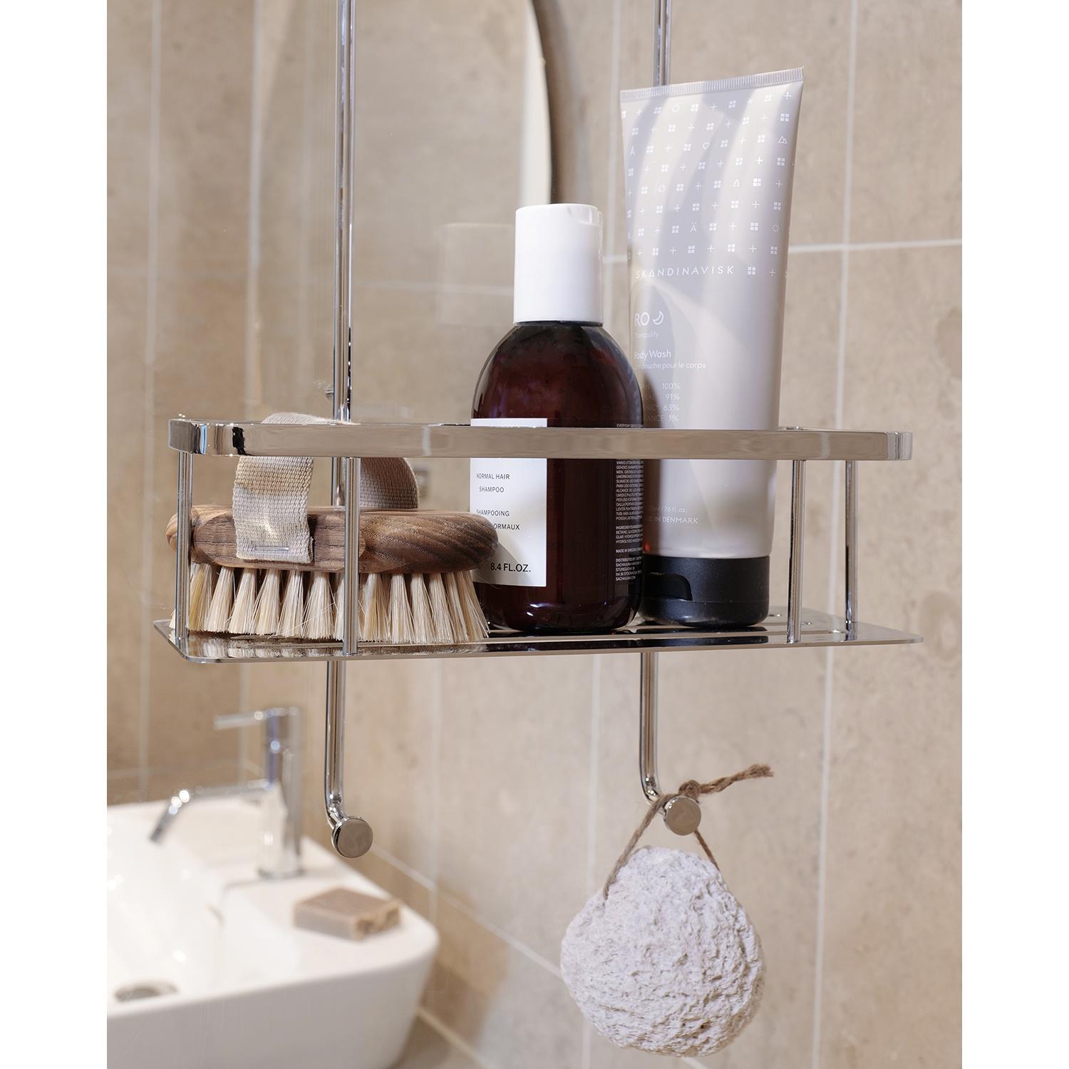 polished chrome shower basket