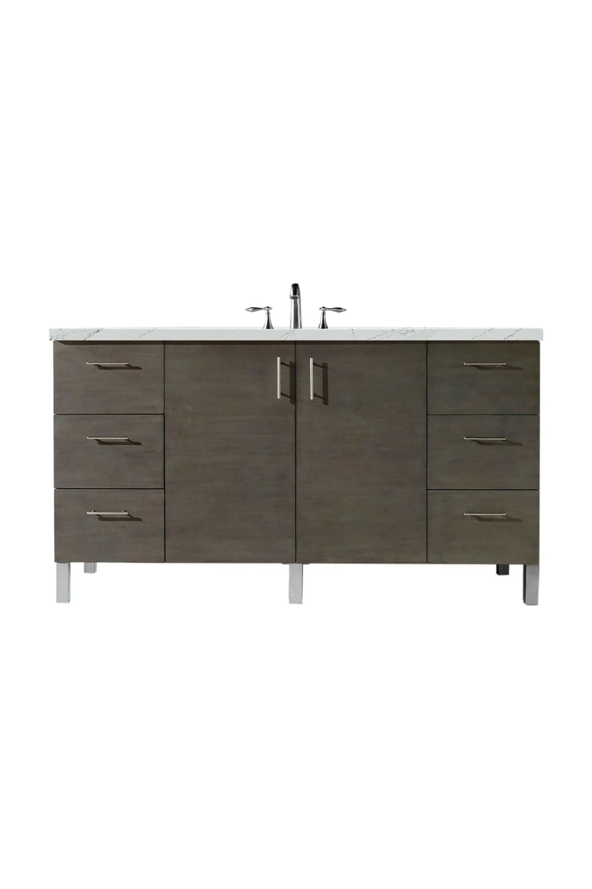 James Martin Metropolitan 60" Single Vanity Set - Silver Oak by James Martin Vanities