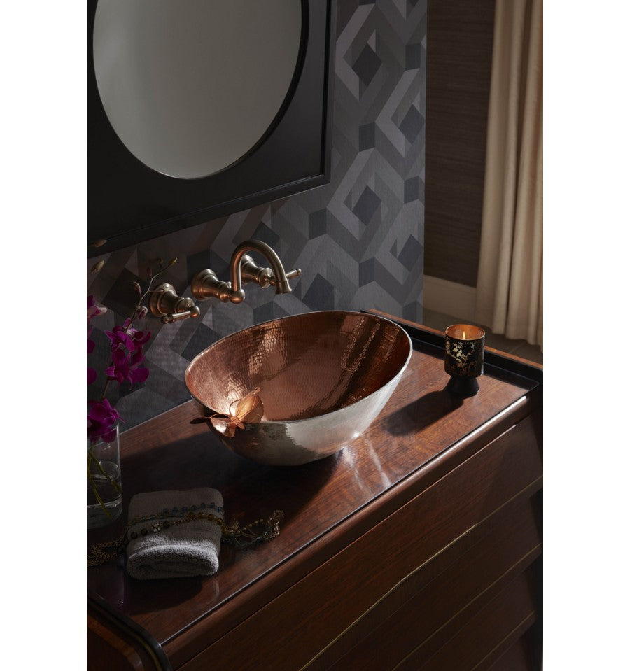 rose gold interior nickel exterior hammered sink