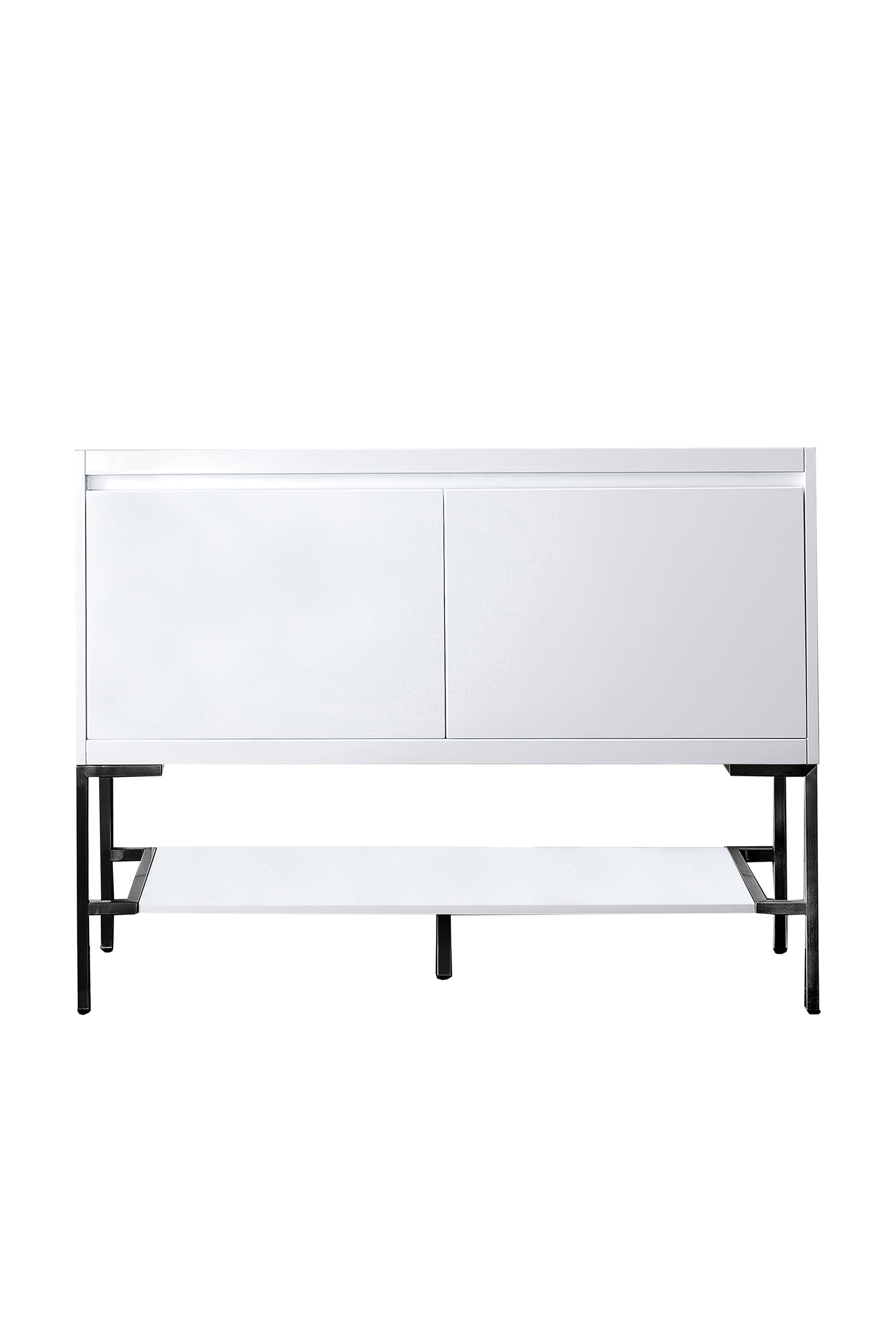 glossy white base vanity