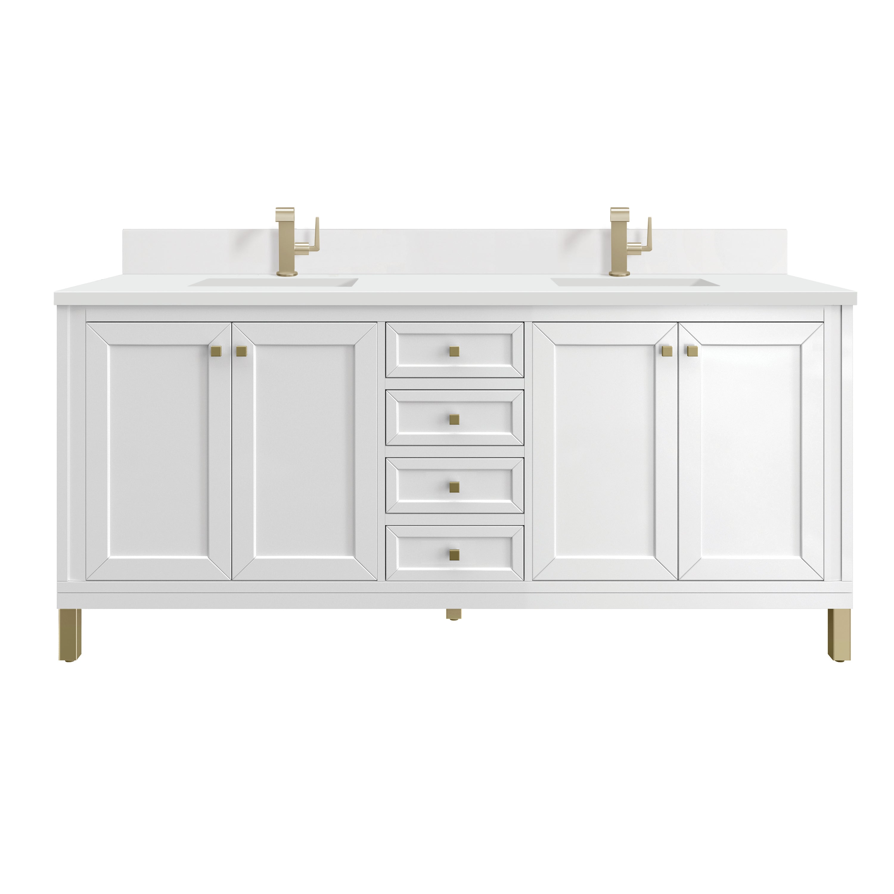 James Martin Vanities Chicago 72" Double Vanity - Glossy White