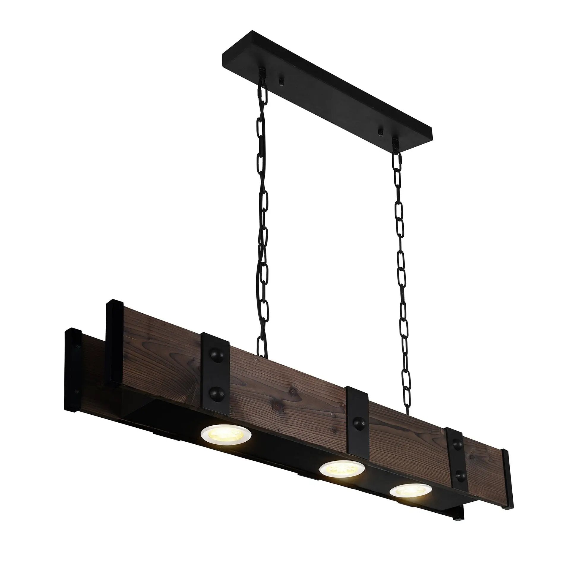 black & wood island light
