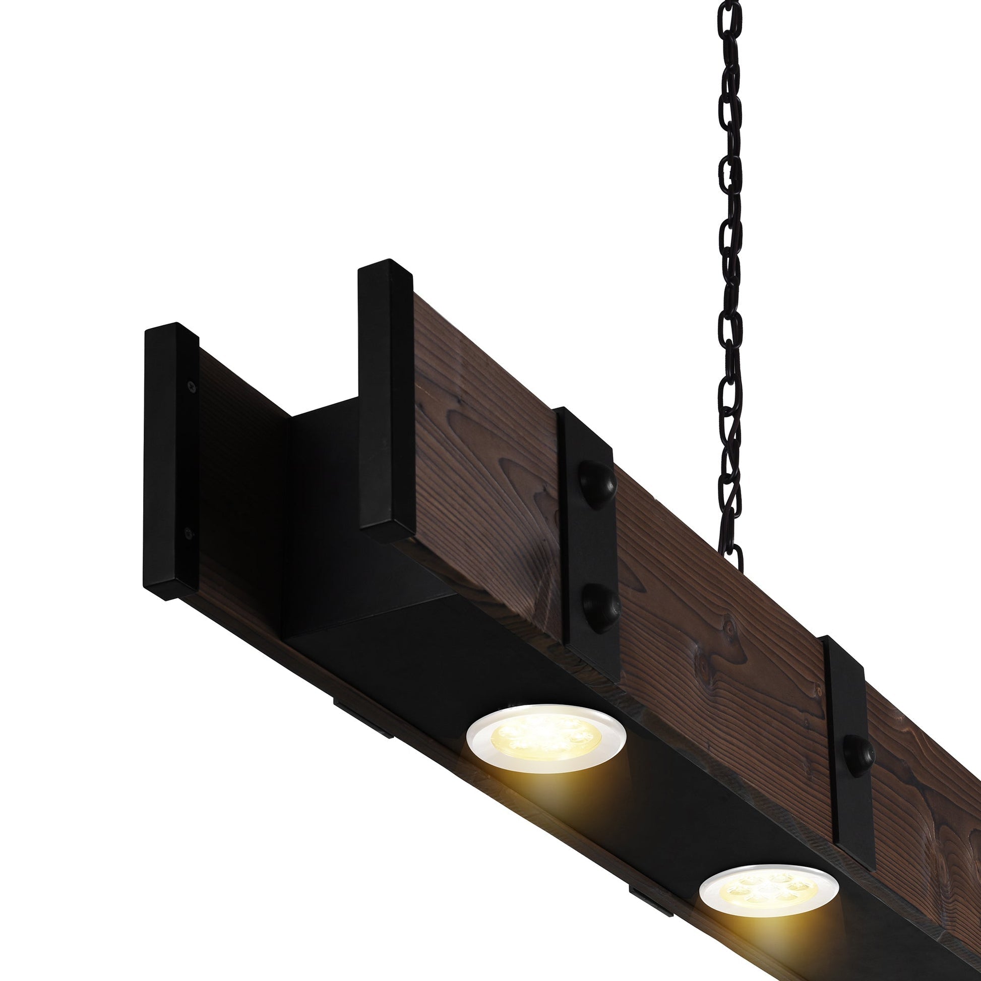 black & wood island light