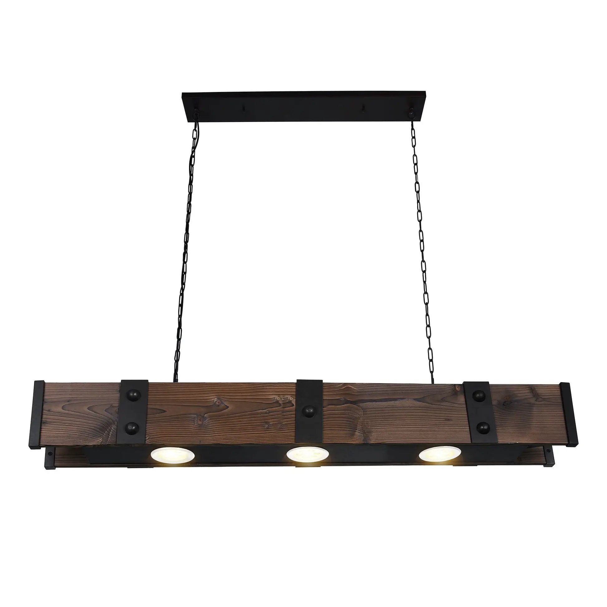 black & wood island light