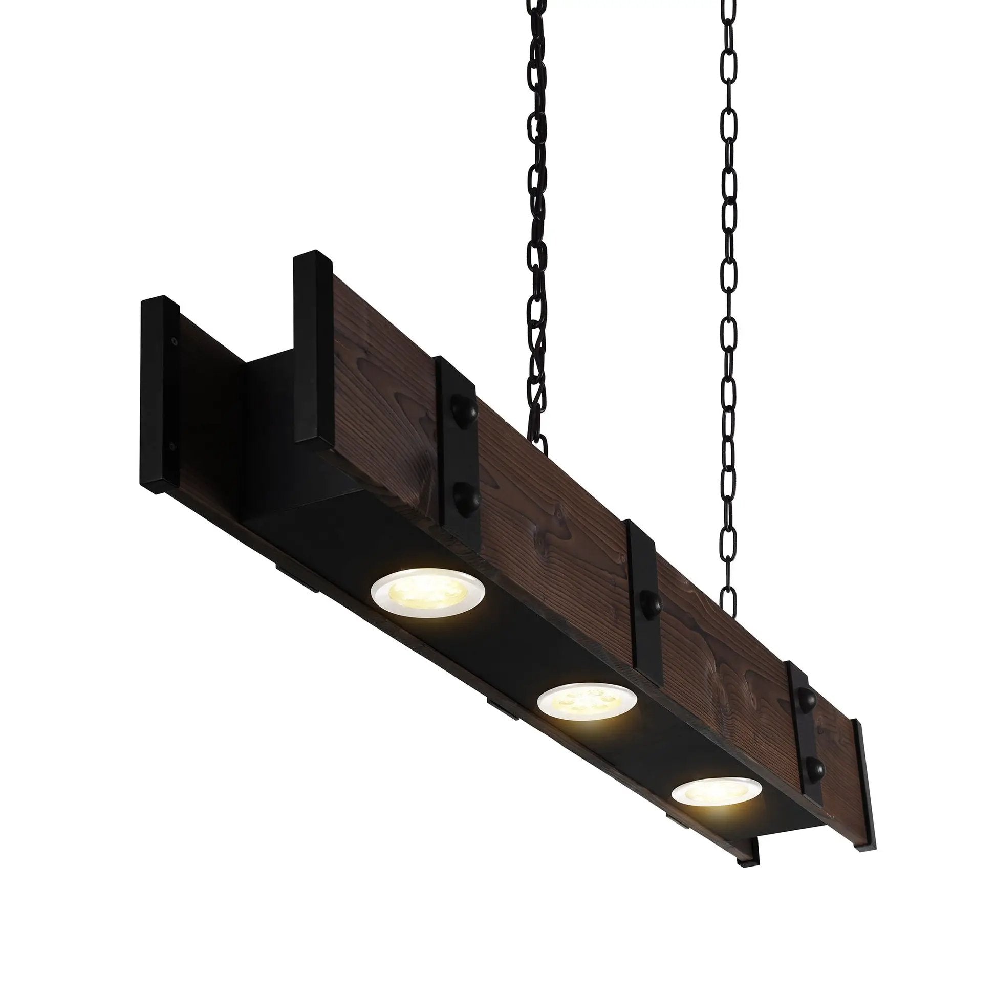 black & wood island light