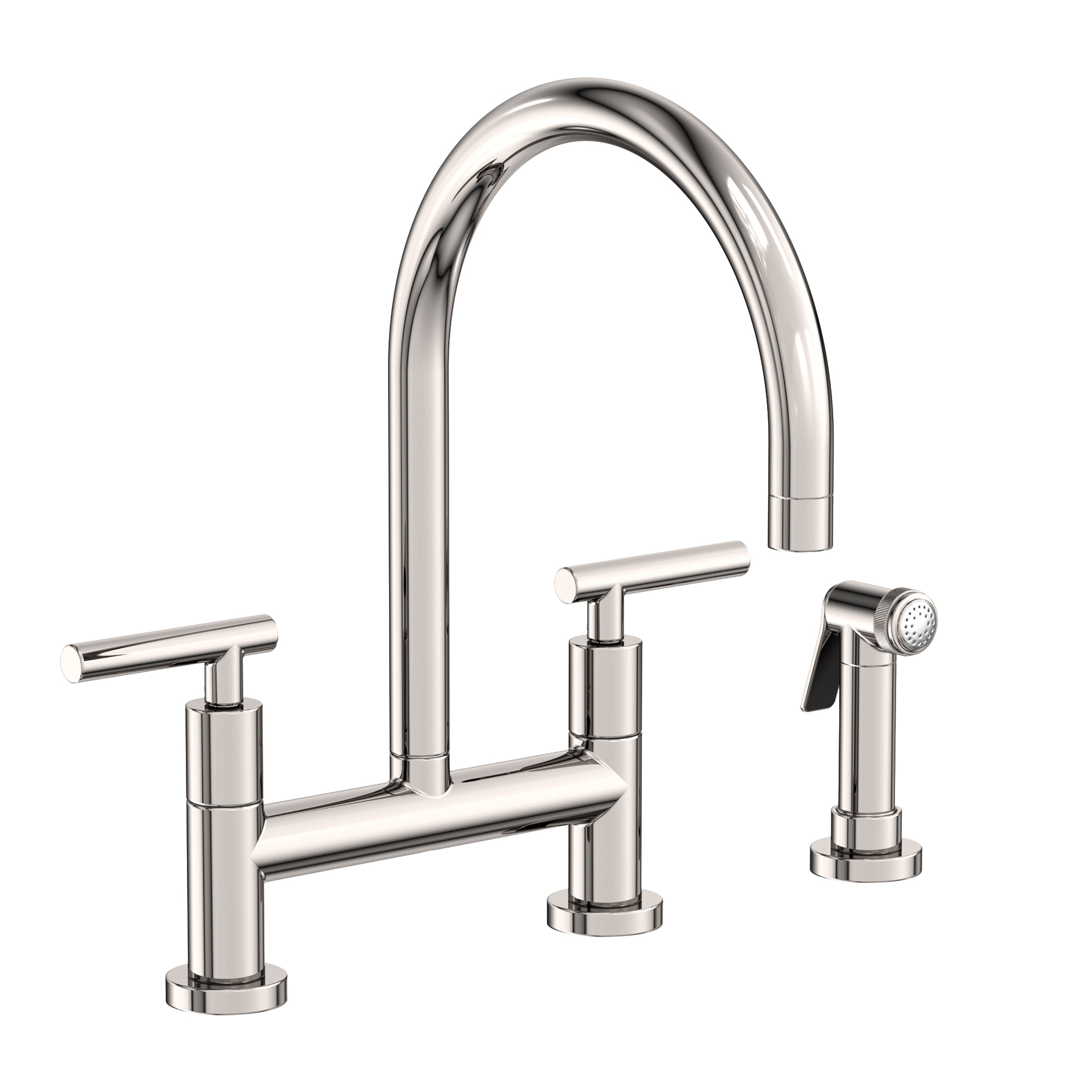 Newport Brass East Linear Kitchen Bridge Faucet with Side Spray