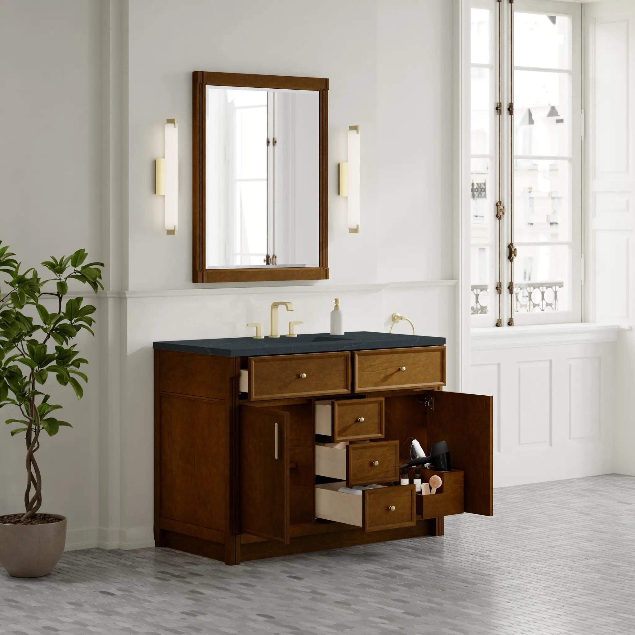 honey oak vanity