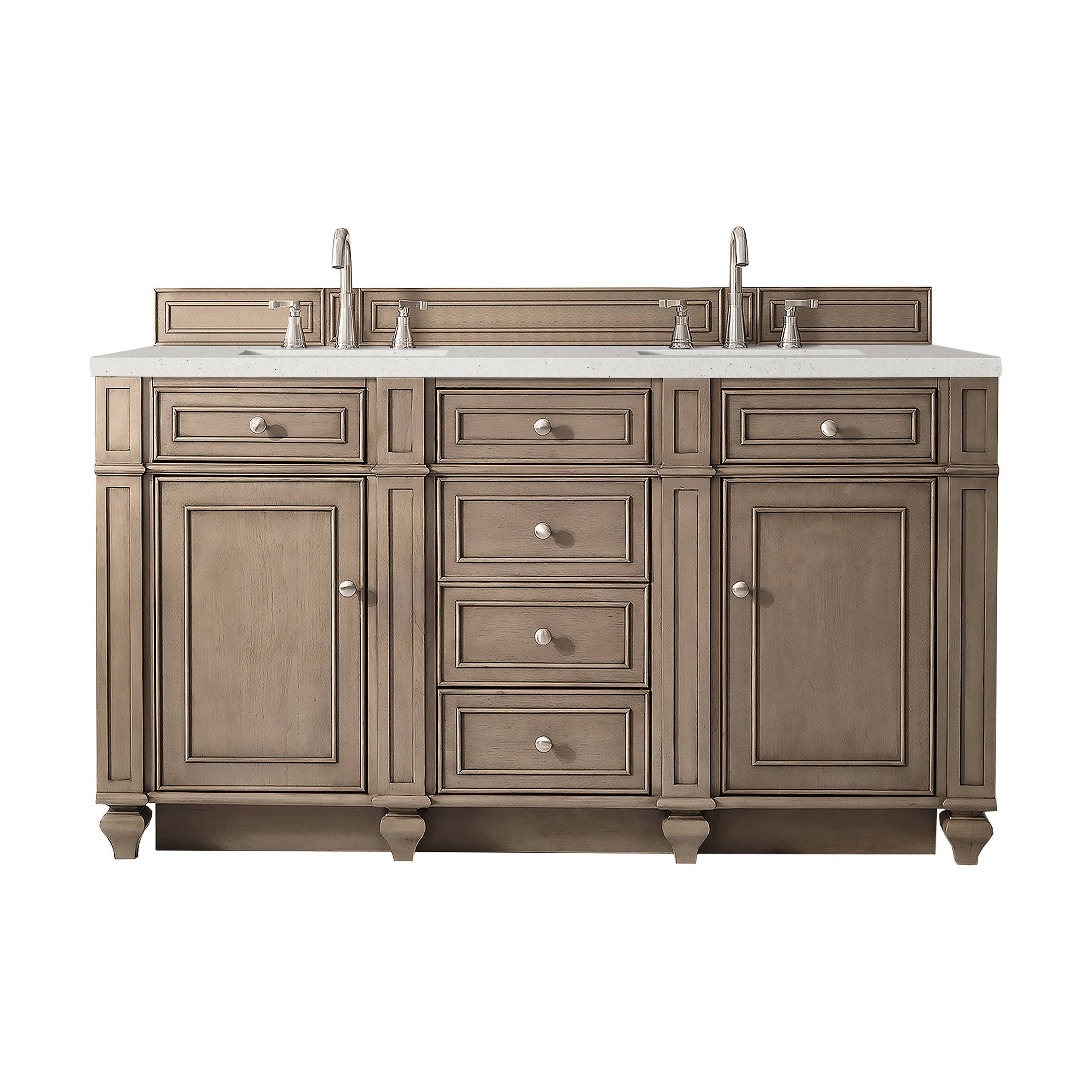 James Martin Vanities Bristol 60" Double Vanity - Whitewashed Walnut