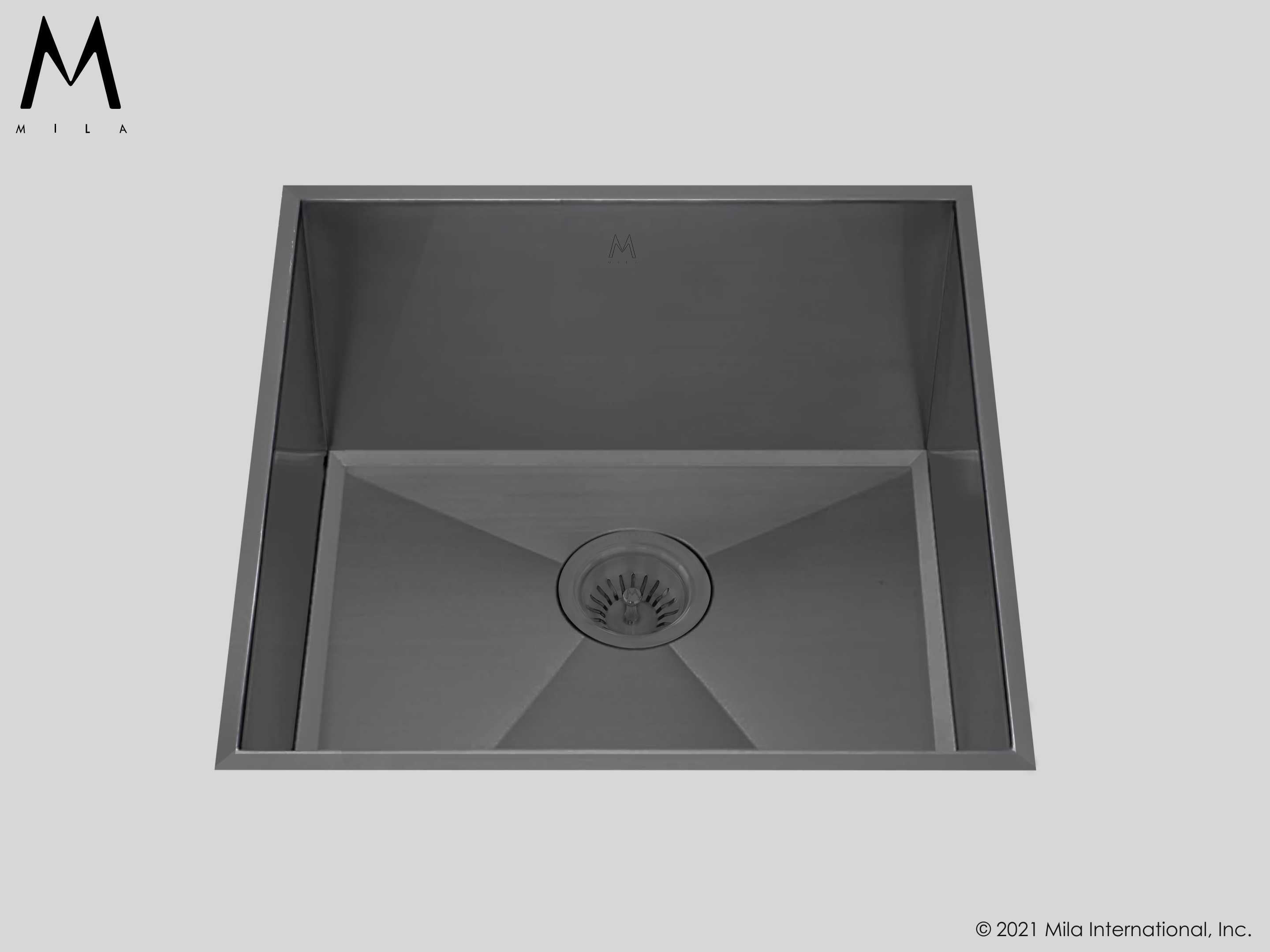 MILA LOUVRE Low Profile Single Bowl Flush-Mount 16 x 17.5 Kitchen Sink