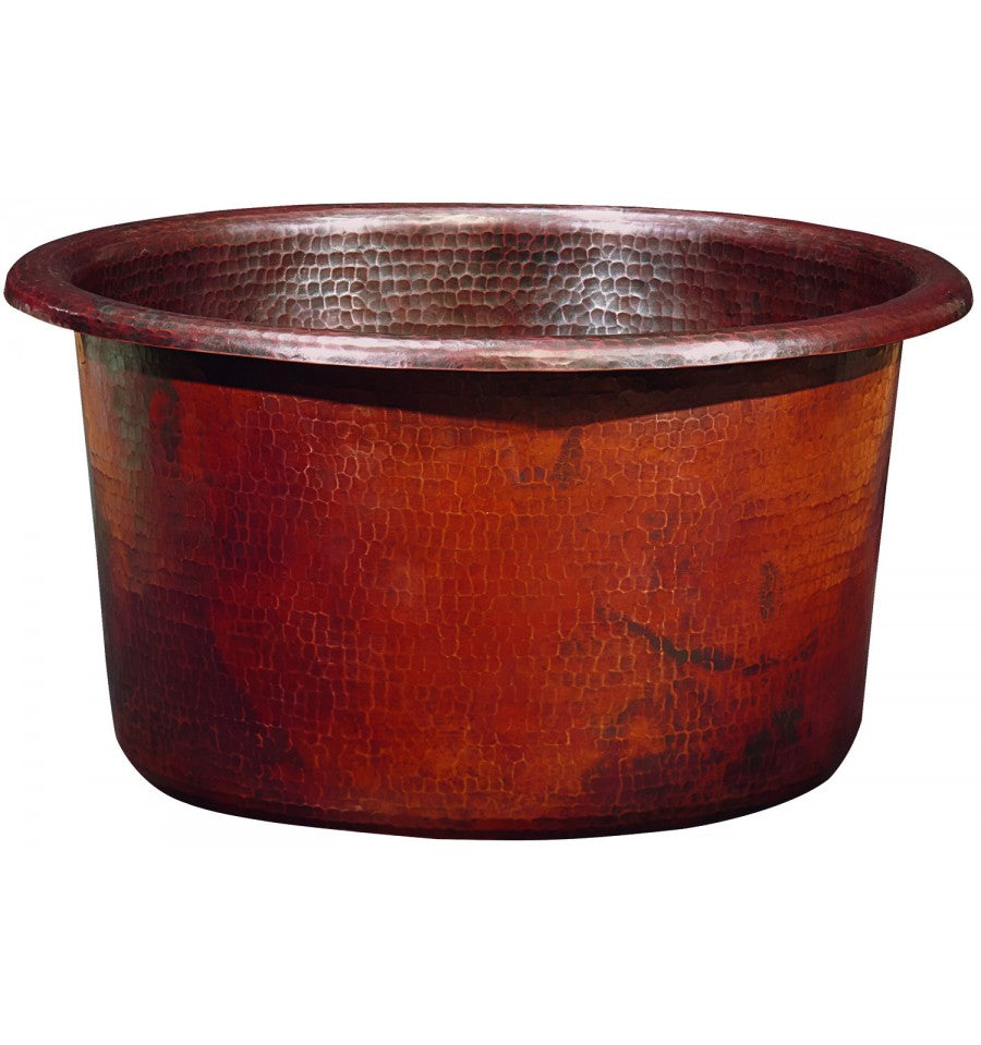 aged copper hammered sink