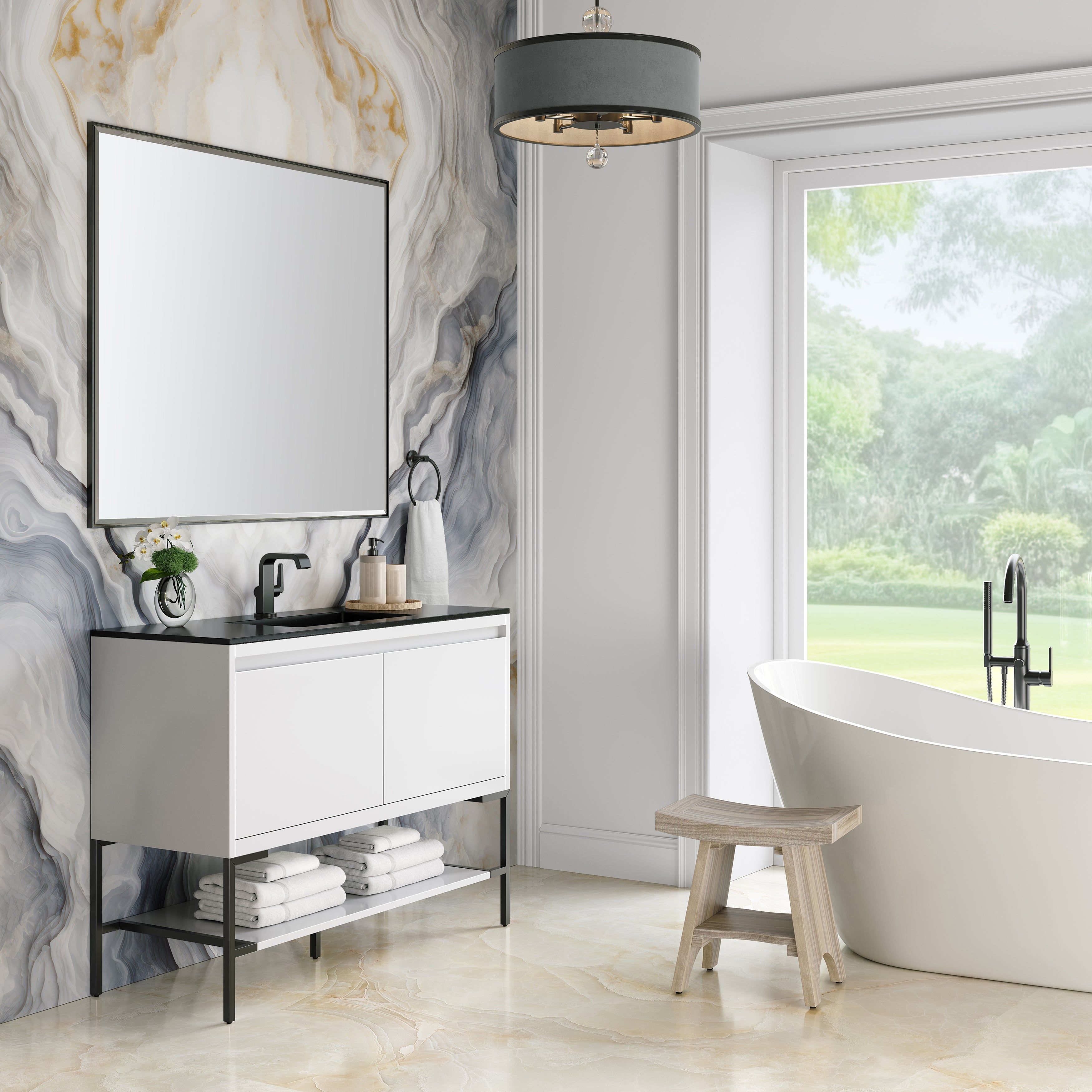 charcoal black composite stone top vanity