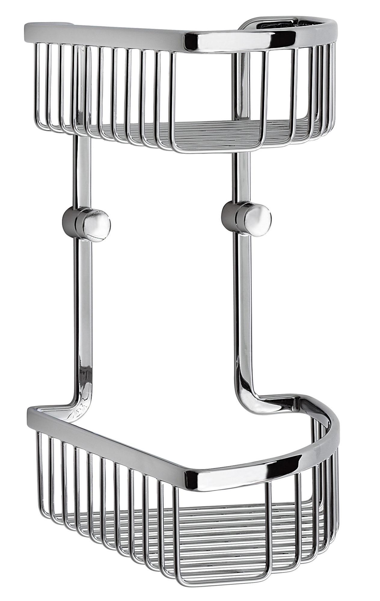 polished chrome shower basket