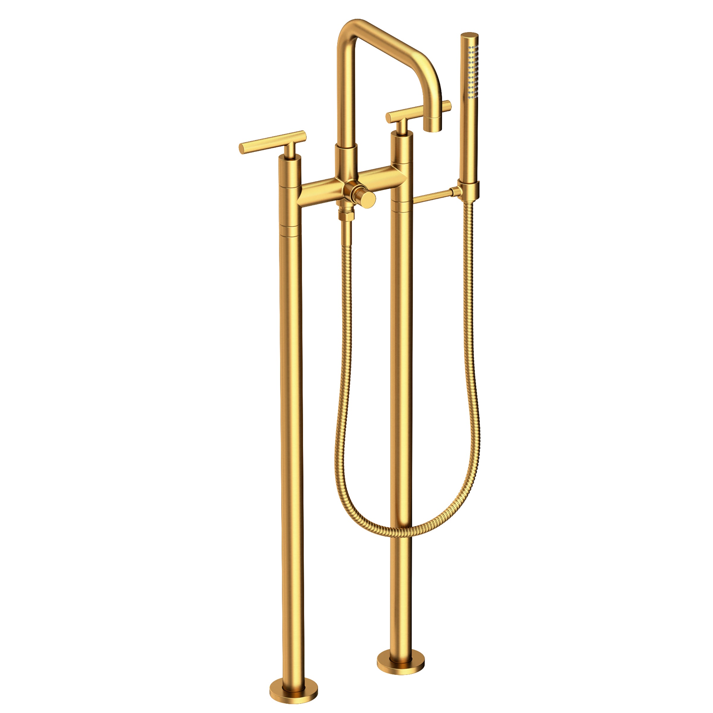 Newport Brass East Square Exposed Tub & Hand Shower Set w/Risers