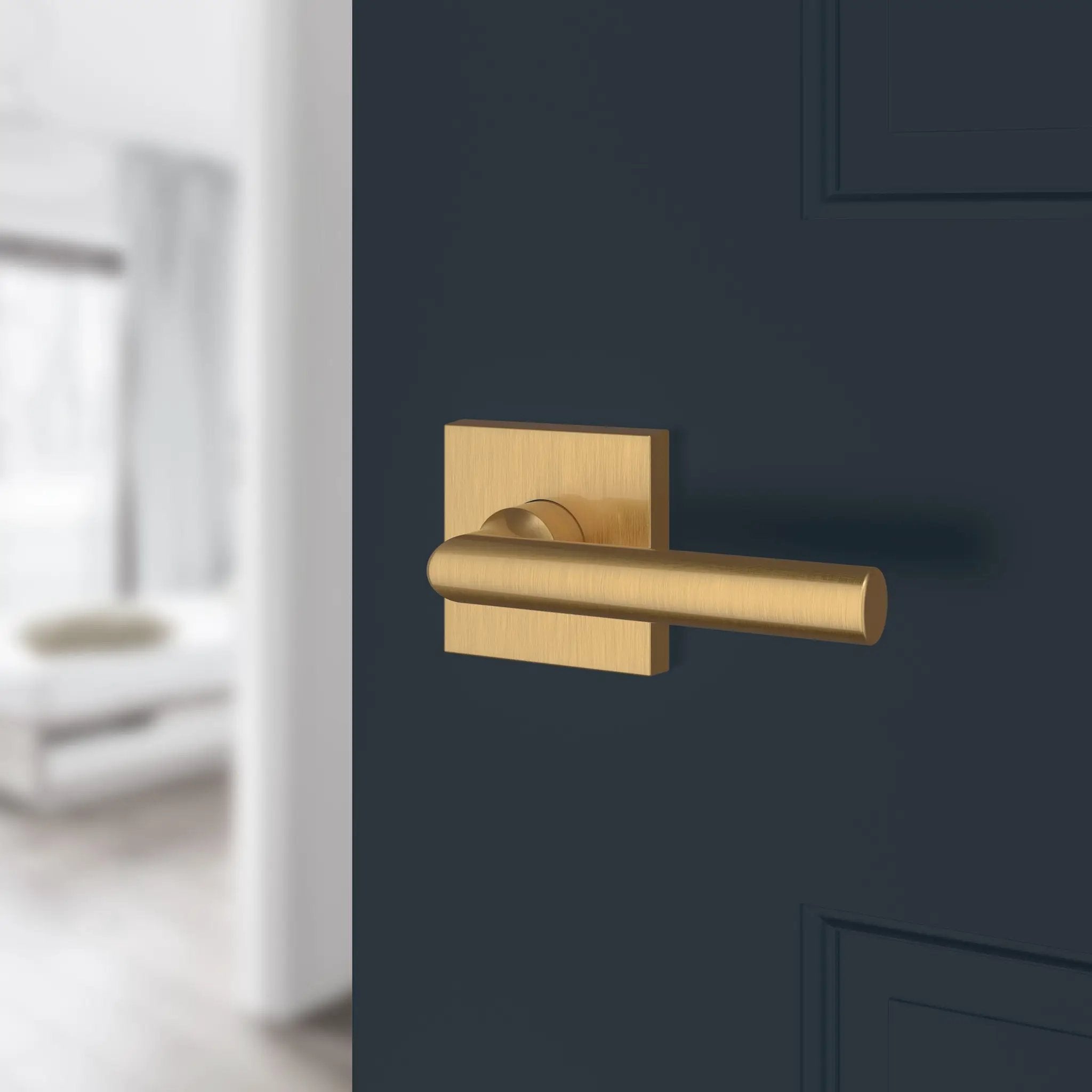 satin brass door lever