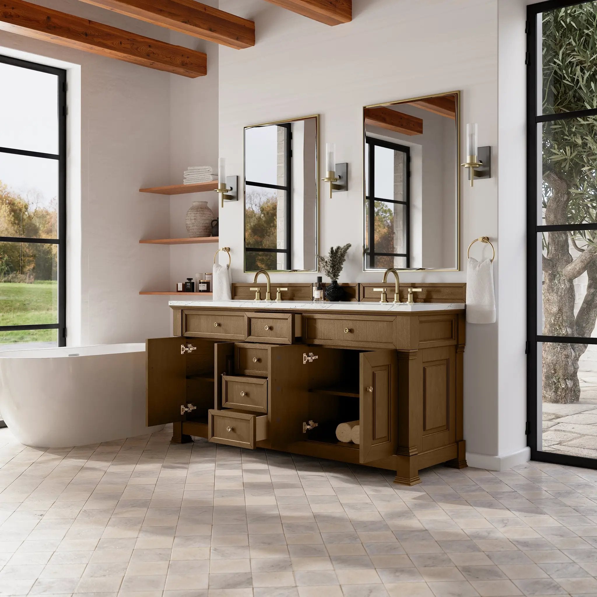 honey oak vanity