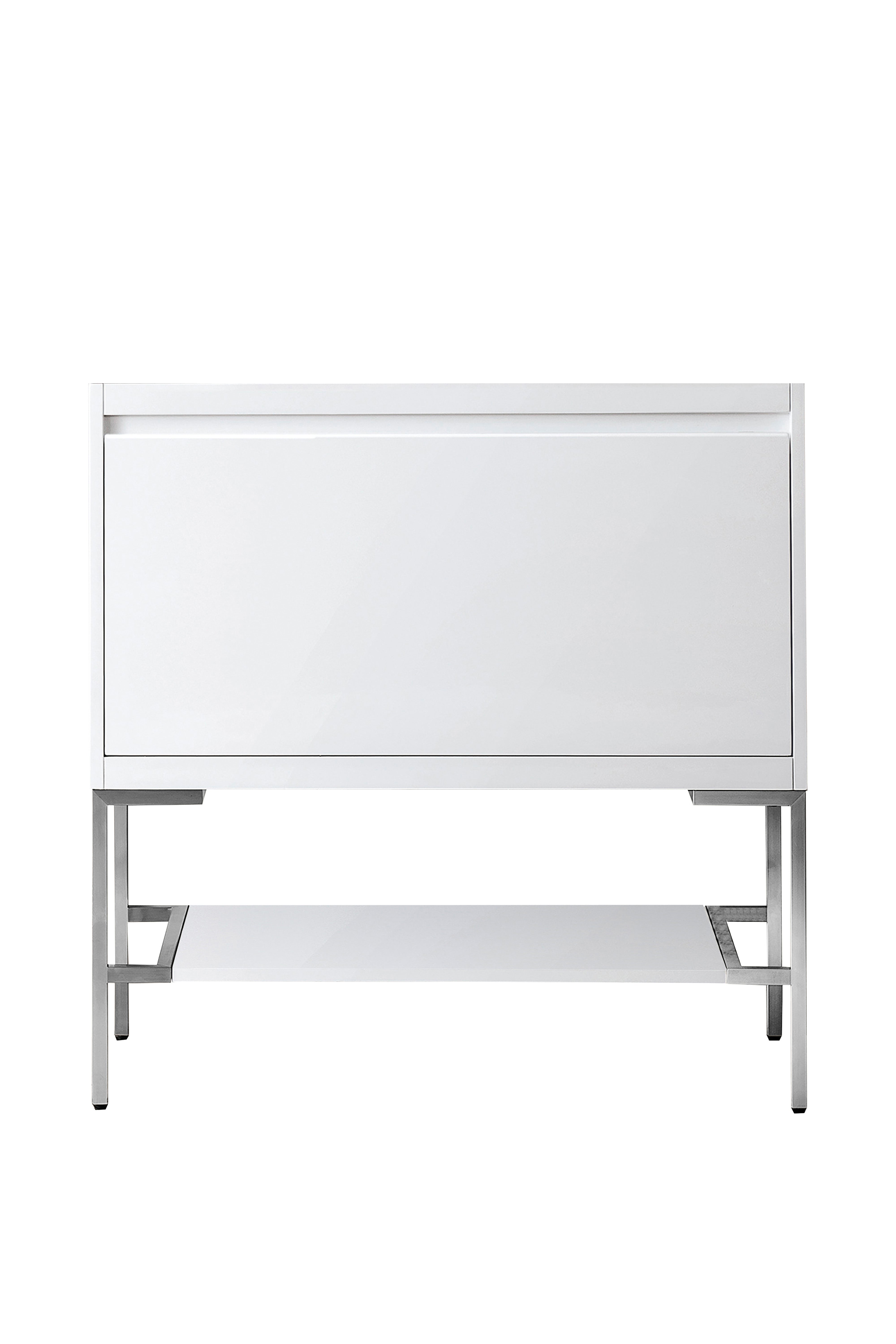 glossy white base vanity