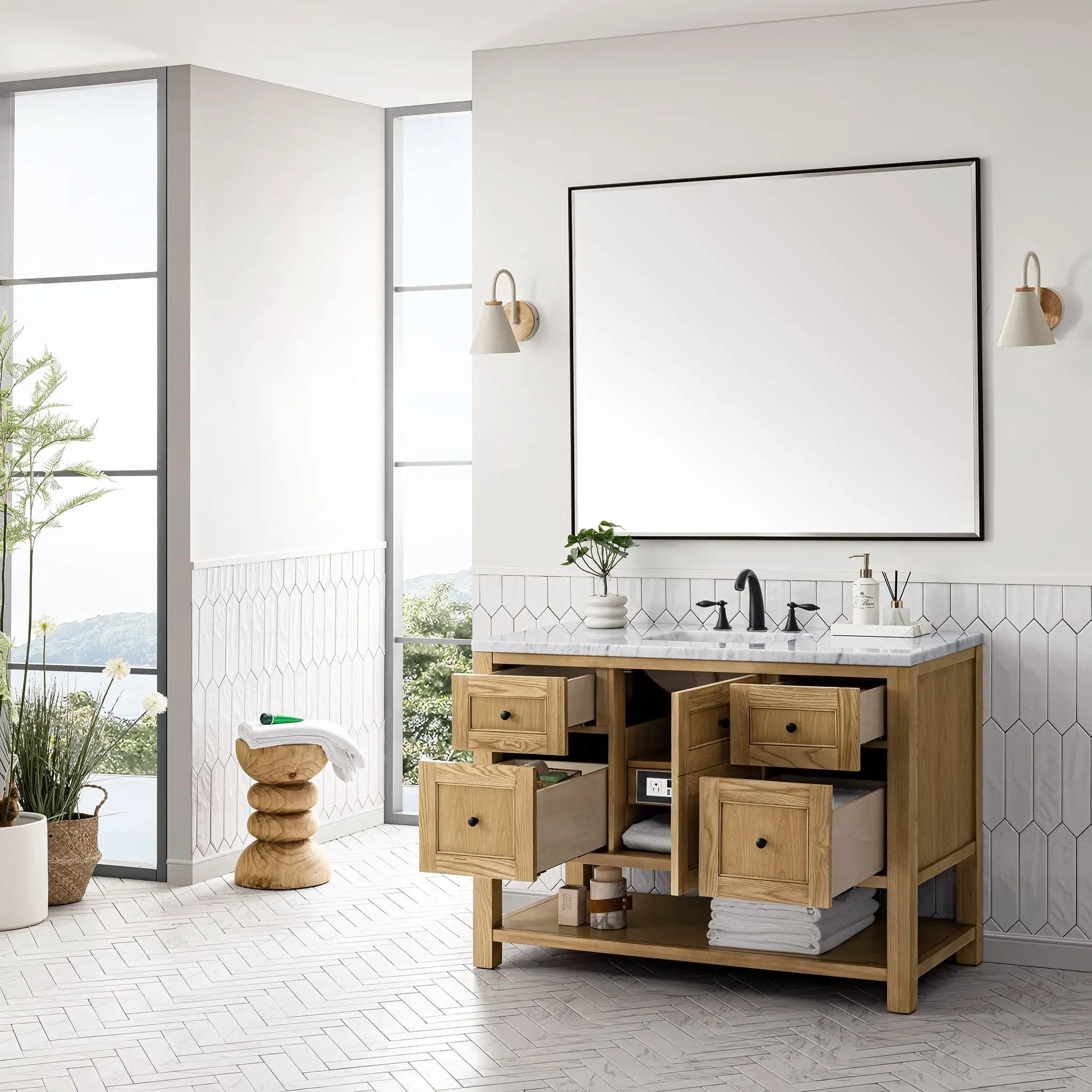 light natural oak vanity