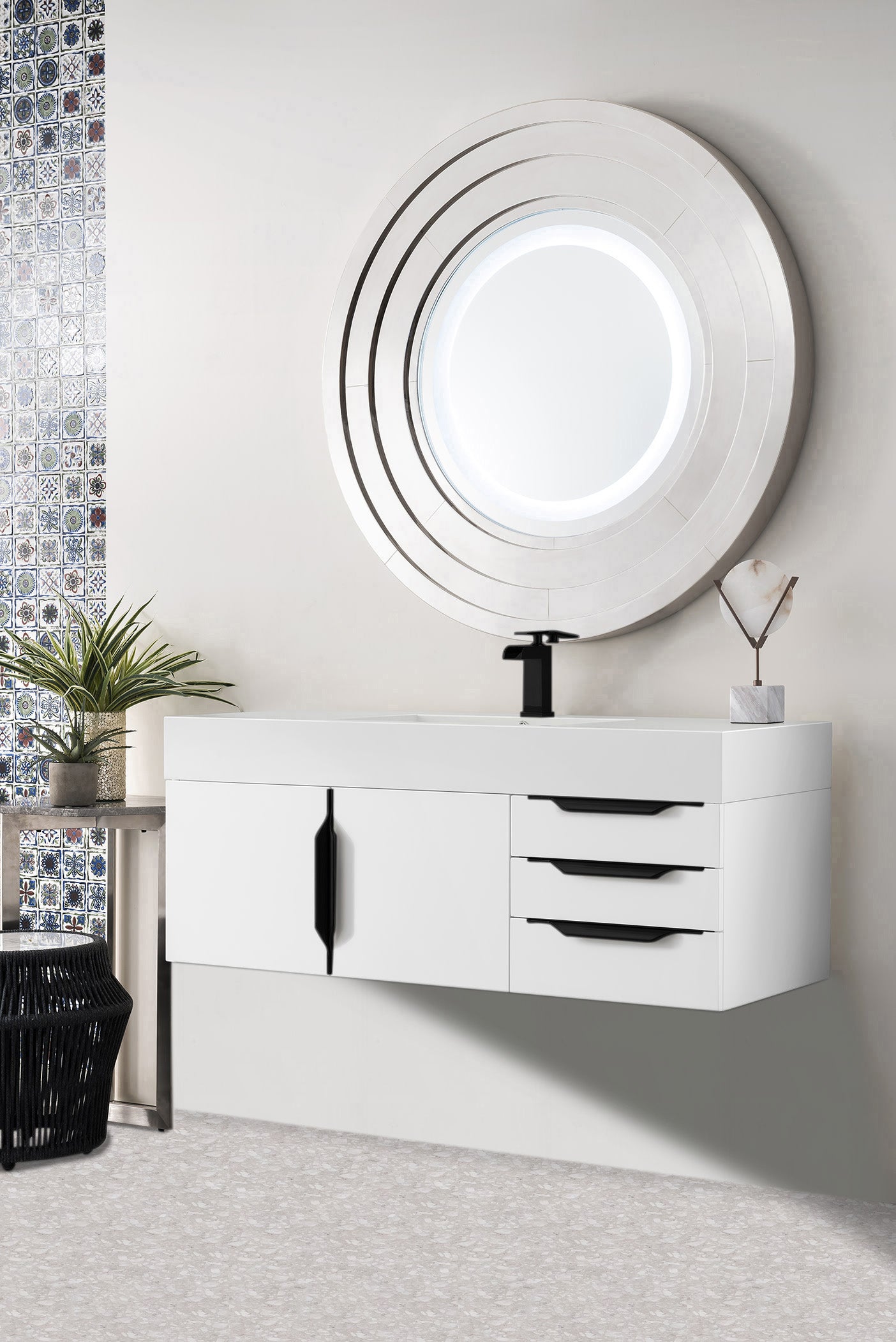 glossy white vanity